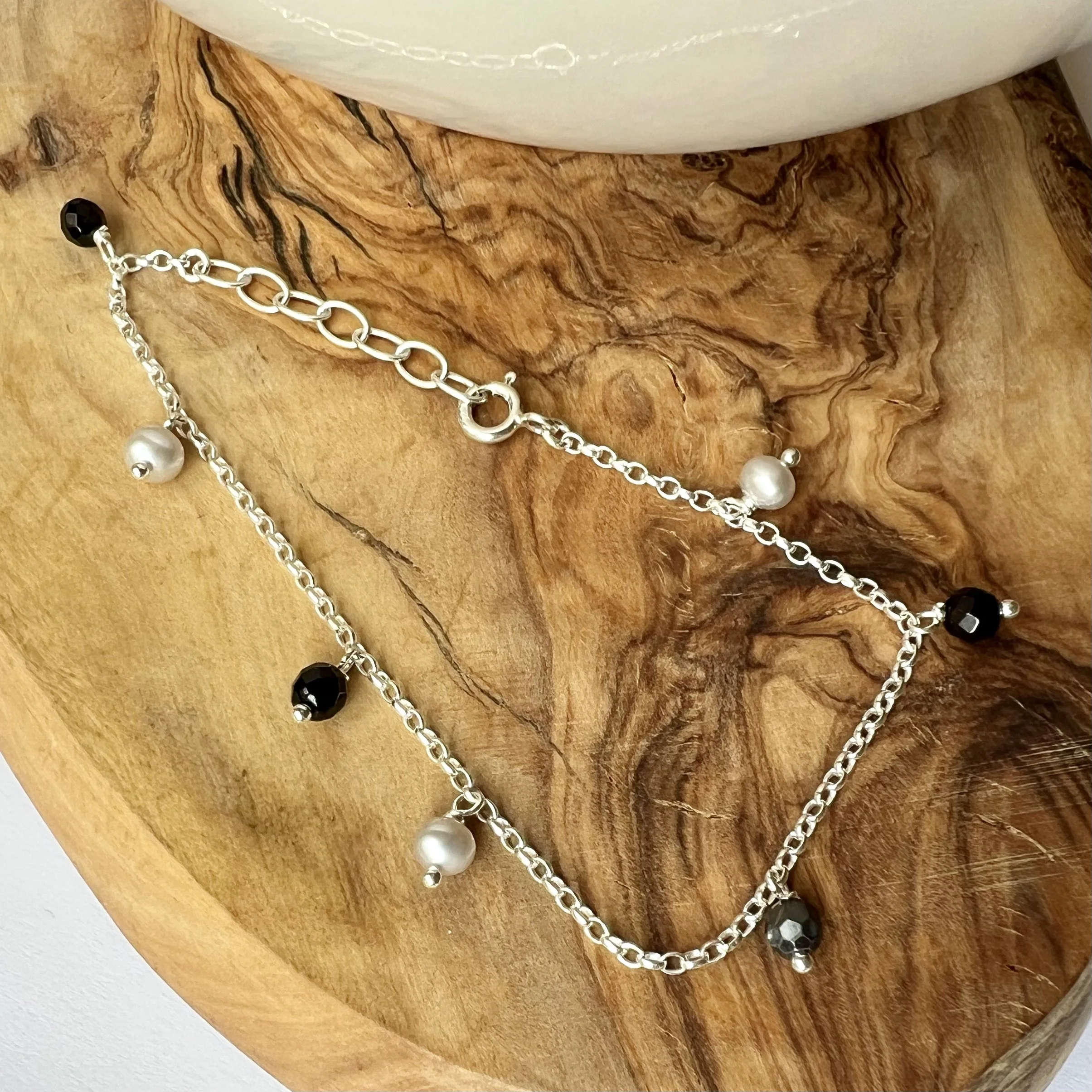 Silver and black ombre bracelet