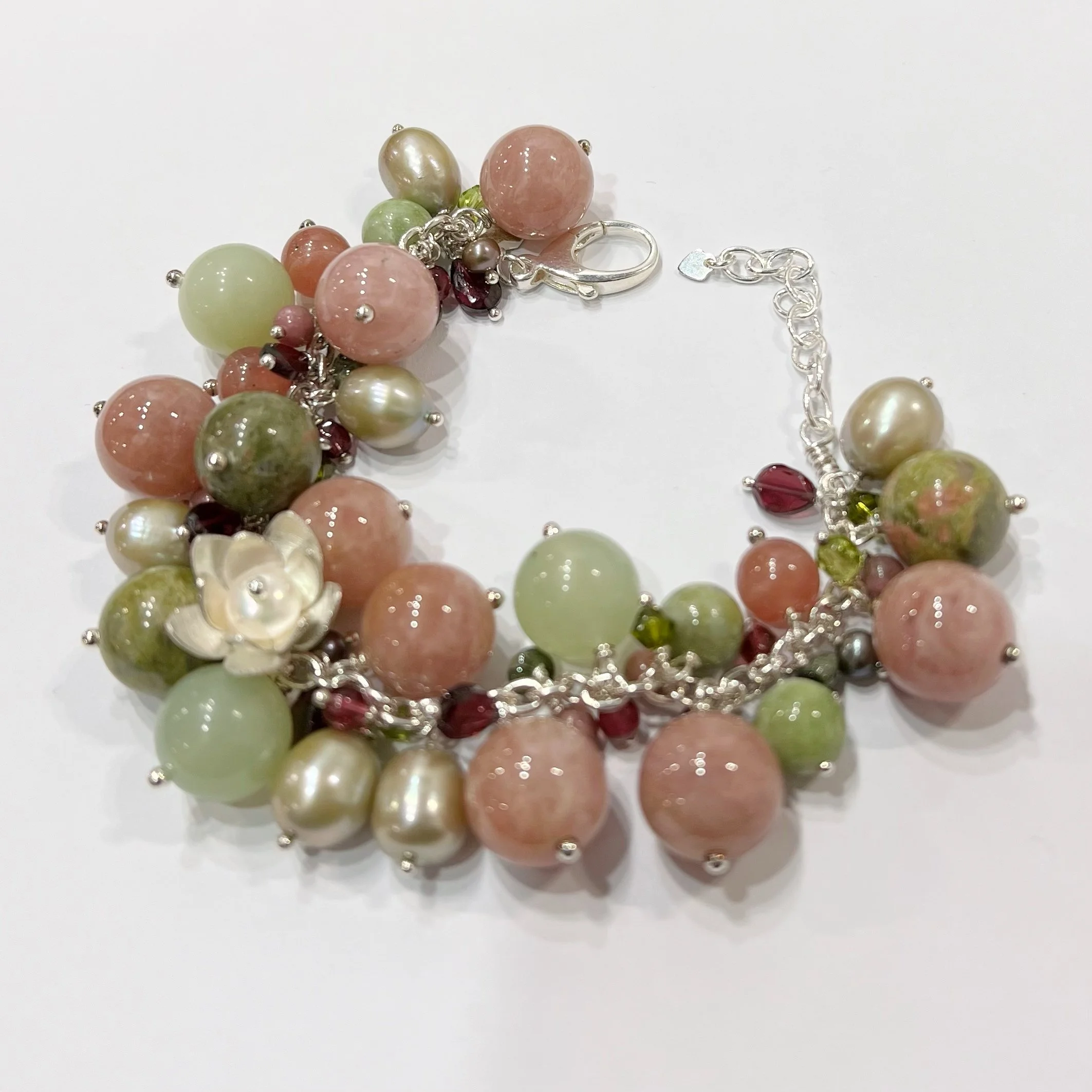 Winter Heather Flower Cluster Dangle Bracelet