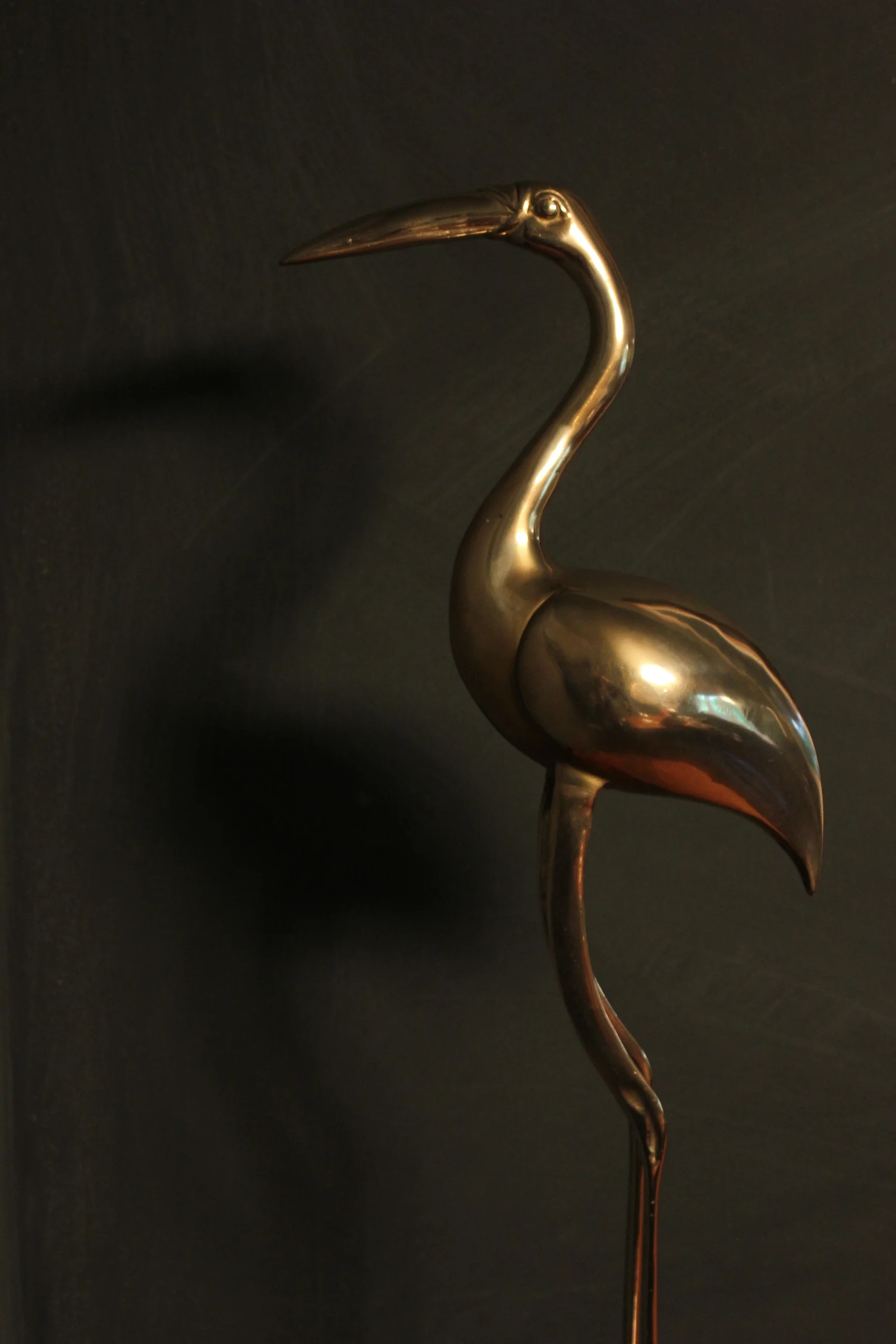 Vintage Tall Brass Flamingo