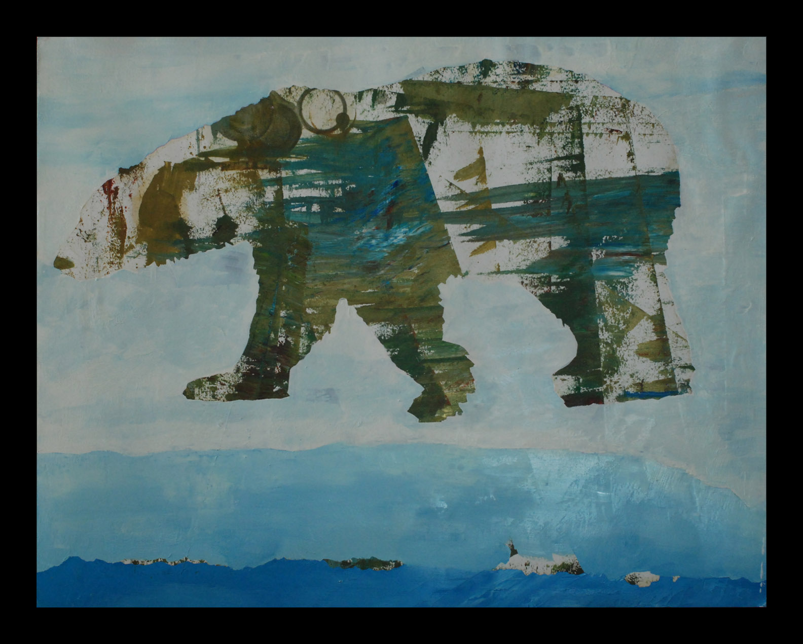 Polar Bear, 19"x24" mixed media on paper, 2016