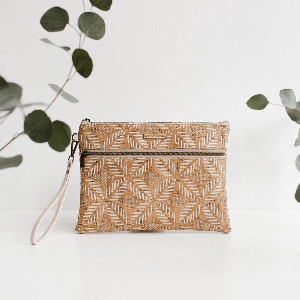 Lam Gallery Vegan Cork Wallets Purse Handbags for Womens Eco Friendly Cork Clutch Bag Wood Color