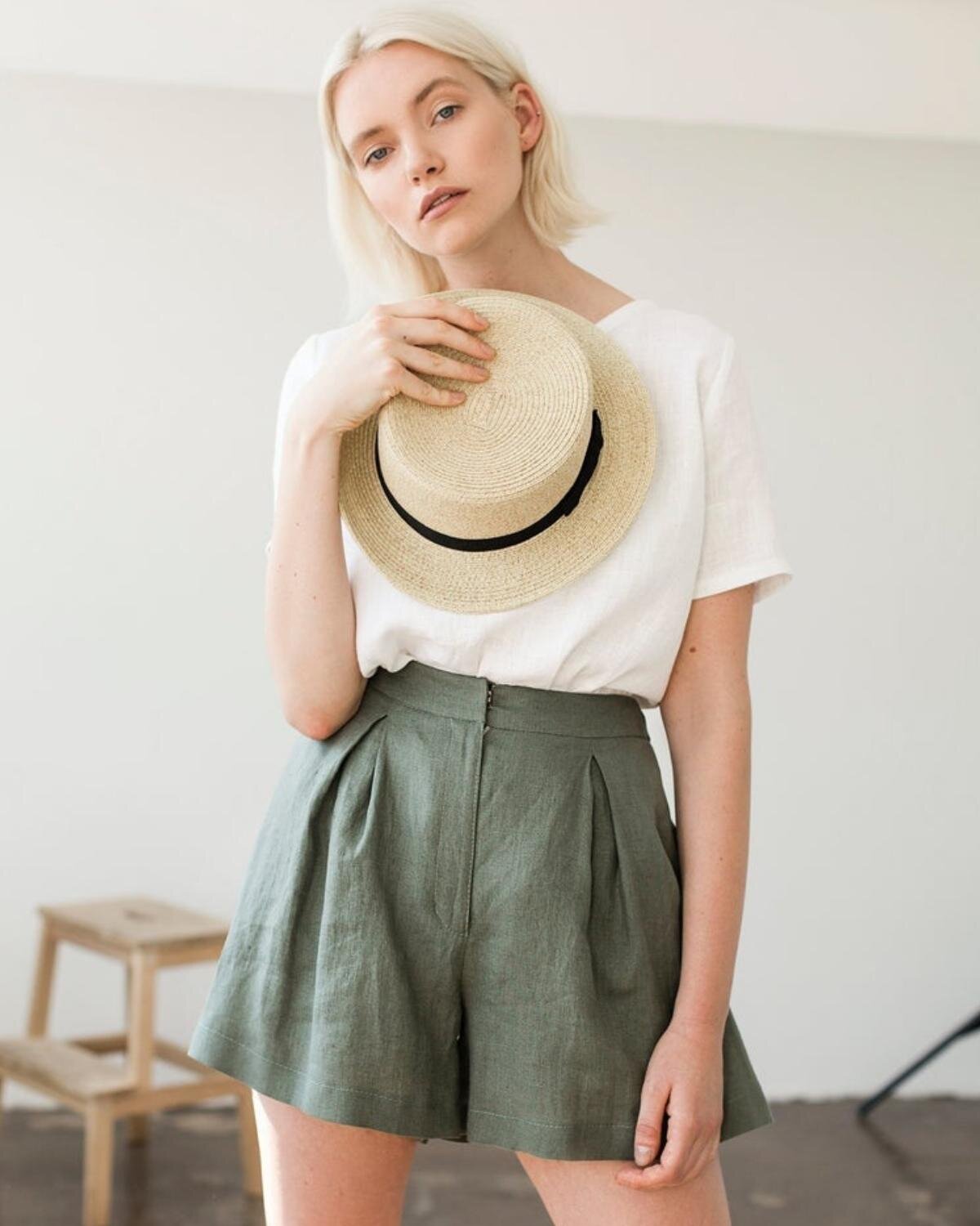 Dark Green Linen Shorts - Feel Good, Ethical Fashion - ROVE