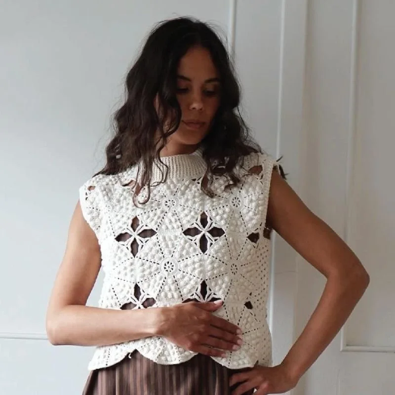 Women wearing April Knit Studio top