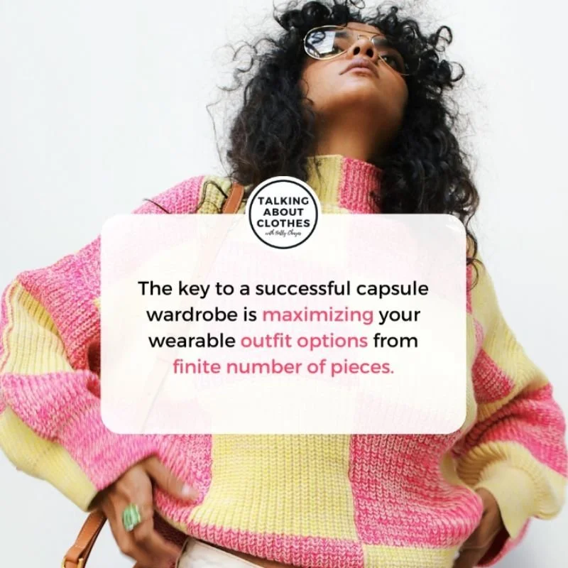 Quote box over image of woman in colorful sweater