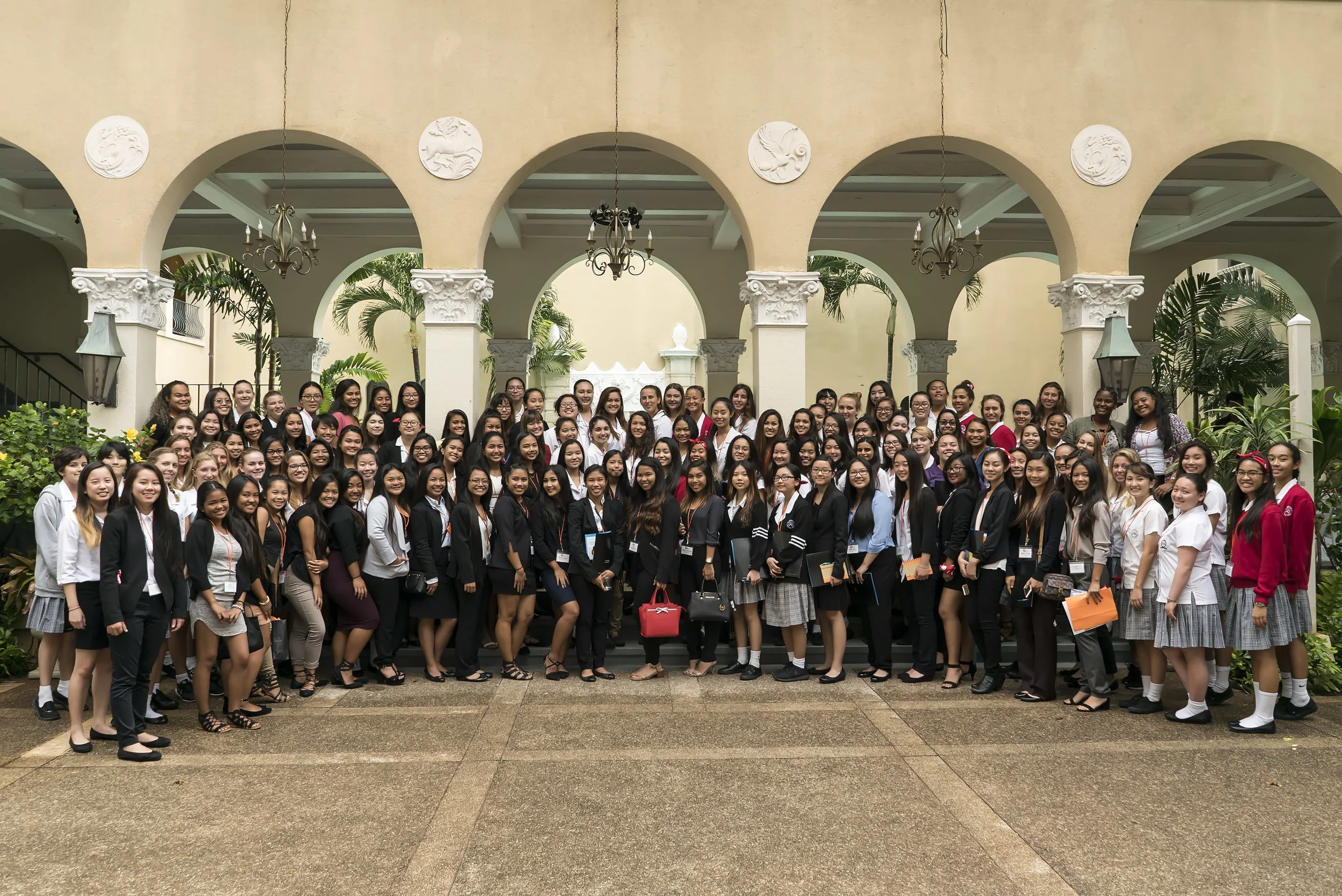 2017 Spring Girls' Summit O'ahu- The young women of Farrington High School, McKinley High School & St. Andrew's Schools- The Priory- at YWCA O'ahu Laniākea Courtyard.
