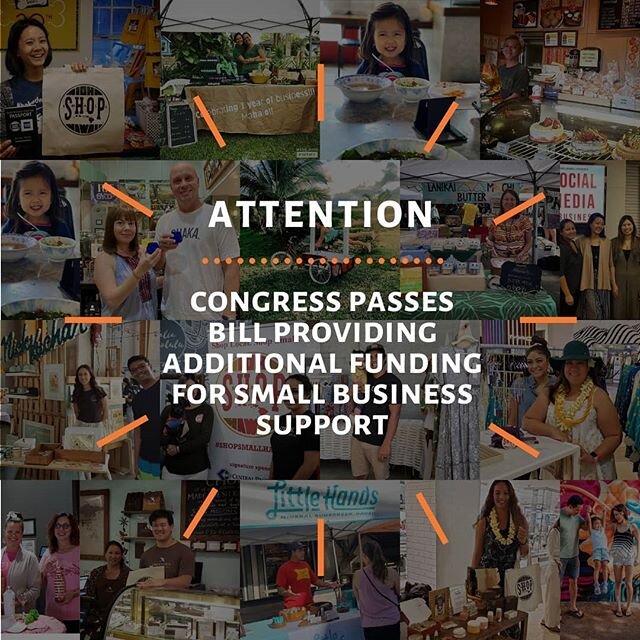 ⚠️ATTENTION ⚠️ As you may have heard, yesterday Congress passed an additional Coronavirus Relief Bill which allocates additional funding support for small businesses. 
Join us for Shop Small Hawaii&rsquo;s next Facebook Live Event, featuring Brittany