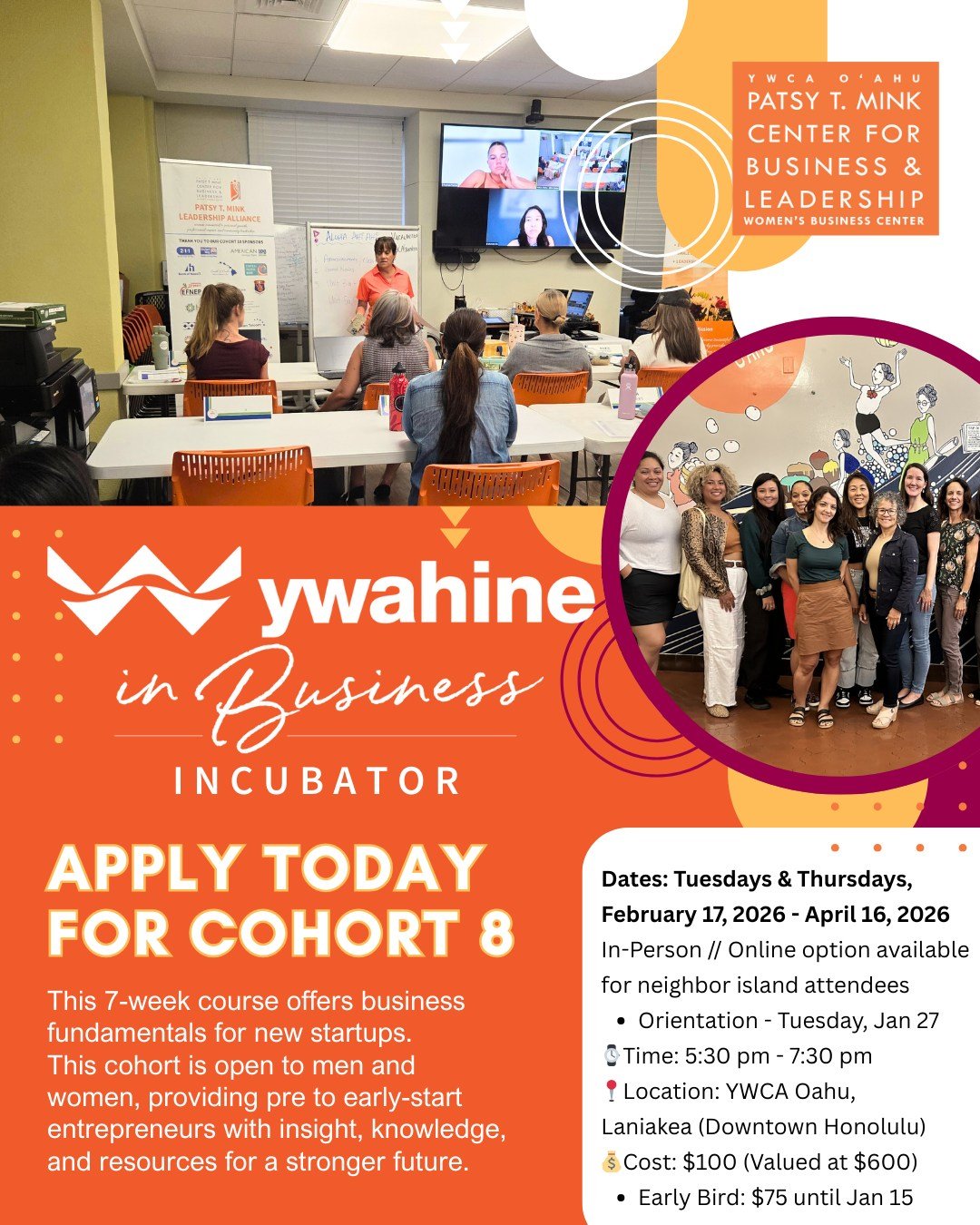 ✨Apply for Cohort 8!! YWahine In Business Incubator✨ 

During the holidays we see so many small businesses pop-up, where many turn their side-hustle into a business. If you are a new business, apply today for the YWahine Incubator Cohort 8! This 7-we