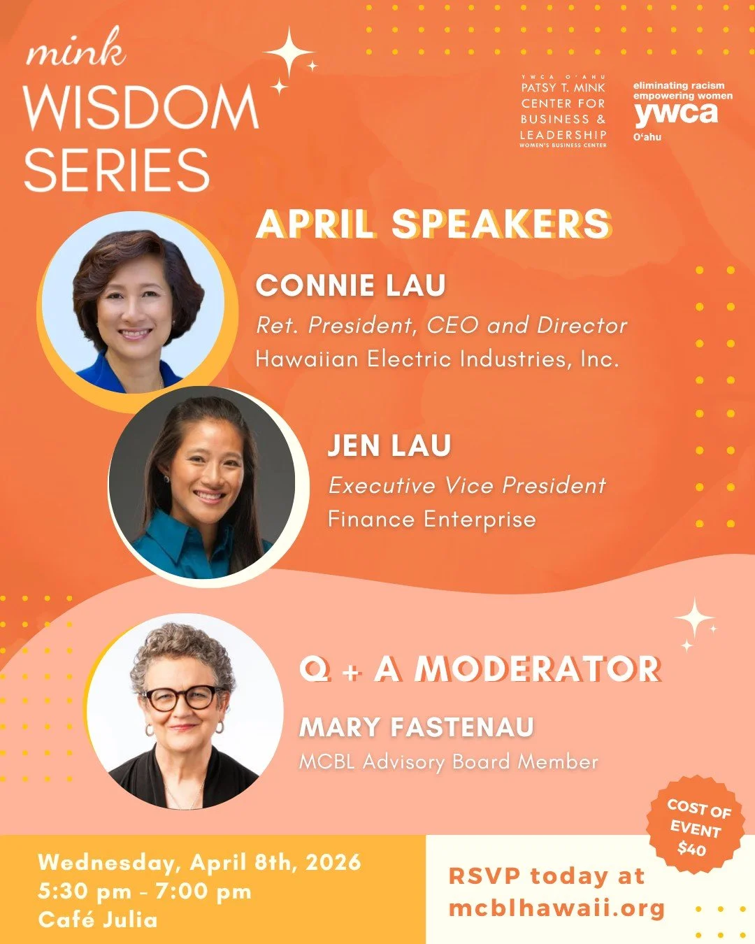 ✨ April Mink Wisdom Series ✨ Join us for an inspiring fireside chat with Connie and Jen Lau&mdash;a mother&ndash;daughter conversation centered on leadership, experience, and perspective. The Mink Wisdom Series creates an intimate setting for casual 