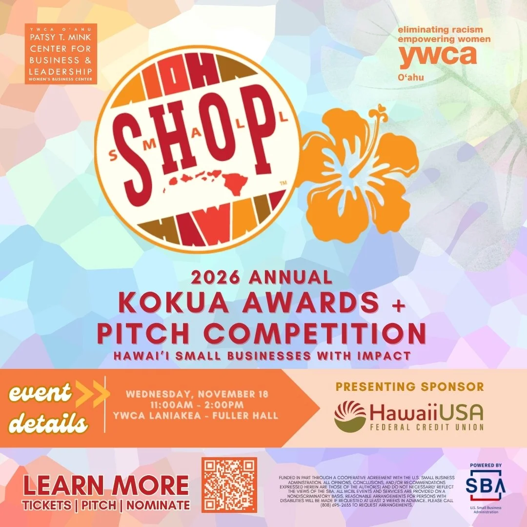      

 
   Join us for the 2026 Annual Shop Small Hawaiʻi Kōkua Awards and Pitch Competition—an exciting lunch time event celebrating the passion, innovation, and impact of Hawaiʻi’s small business community!  Come cheer on five local small business