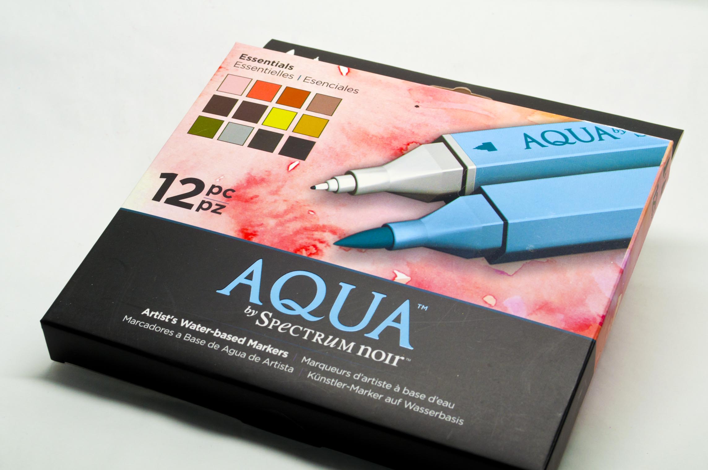 Spectrum Noir Aqua Artist's Water Based Dual Nib Marker Coloring Pens,  Essentials, Pack of 12