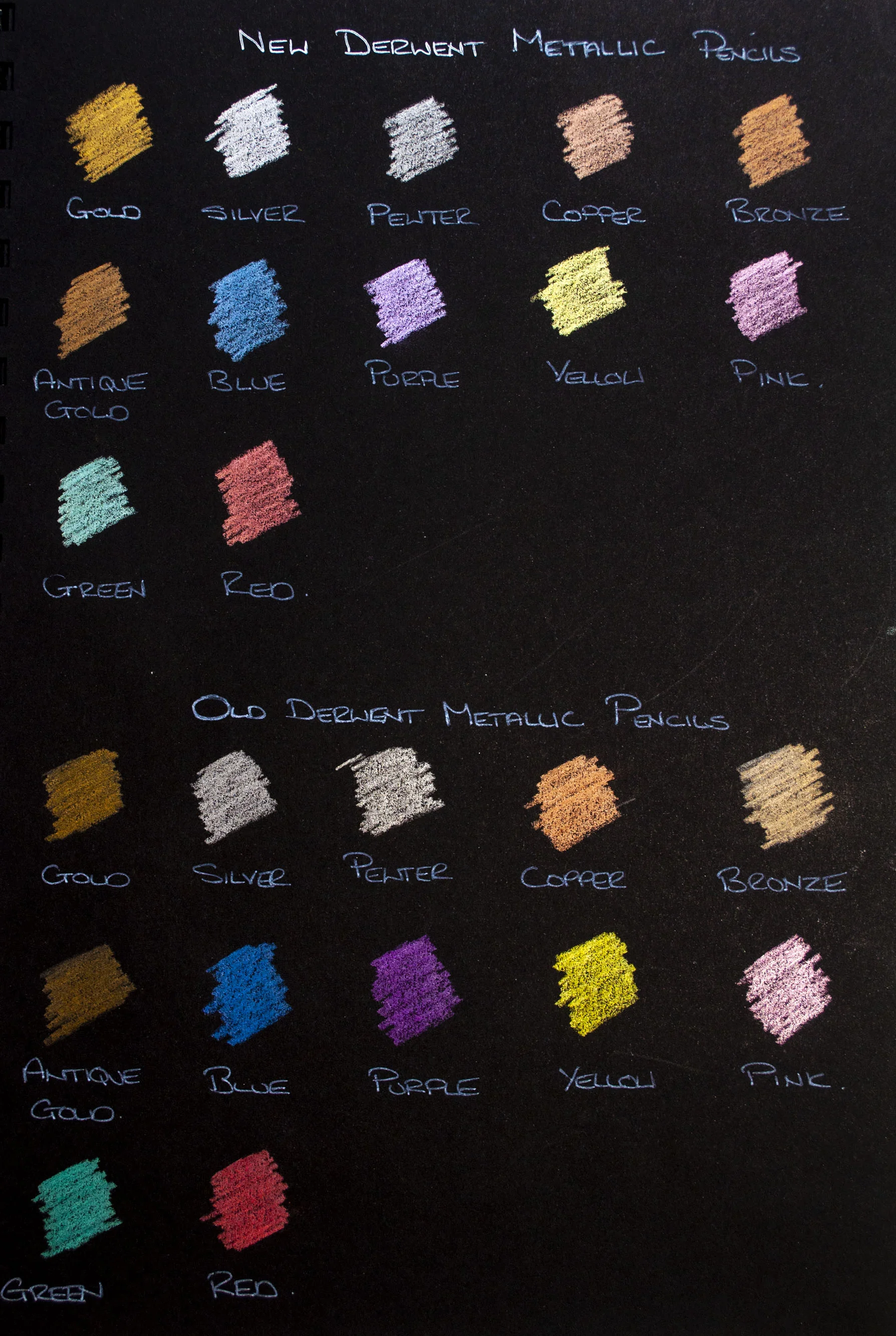 Both Sets of Derwent Metallic Comparrison.jpg