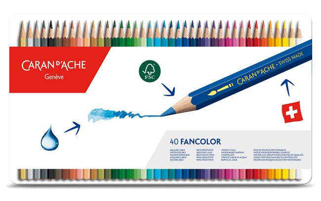 Caran d'Ache Fancolor Watercolor Pencil Set - Set of 18