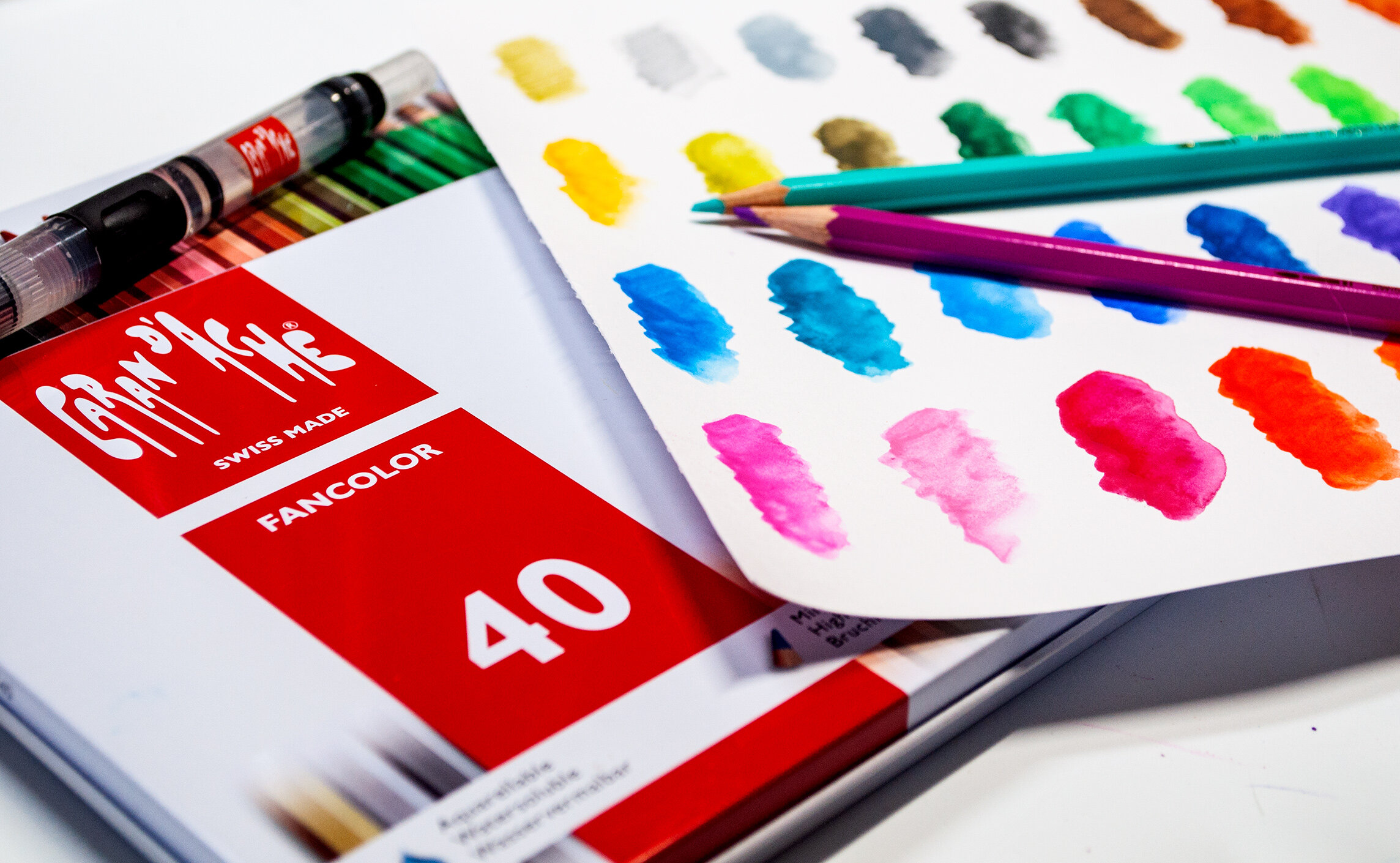 Caran dAche Caran d'Ache Fancolor 40 Water Soluble Colour Pencils Artist Sketching Tin Set 