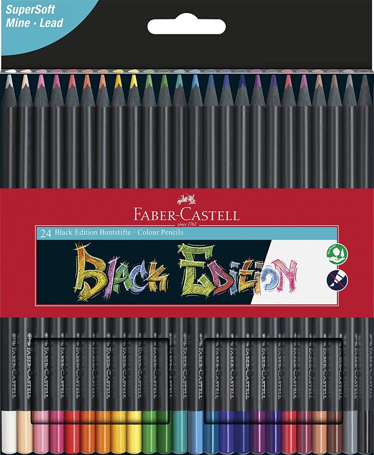 Faber-Castell Colour Pencils Black Edition Tin of 12