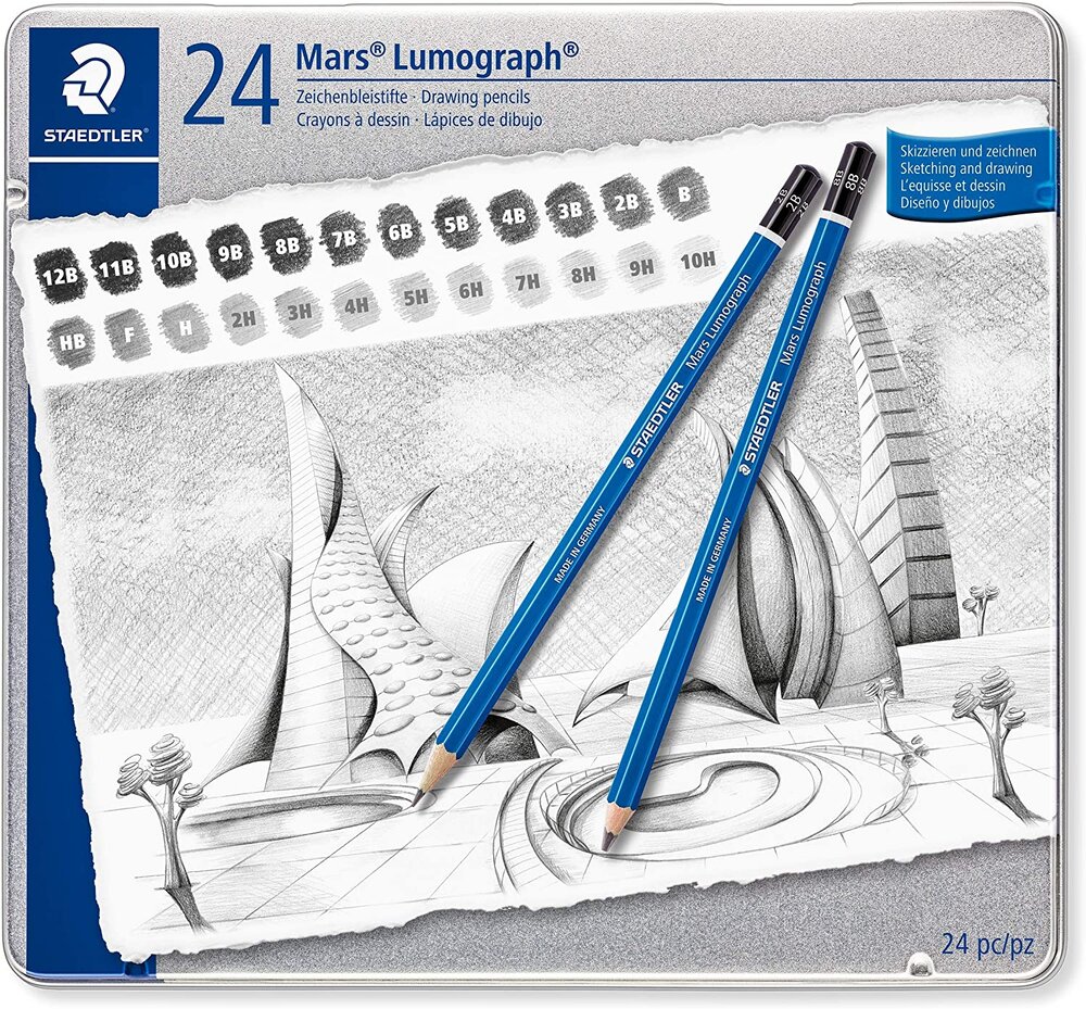 Staedtler Pencils Set 12pcs Mars Lumograph 100 Art Drawing Sketching Writing 