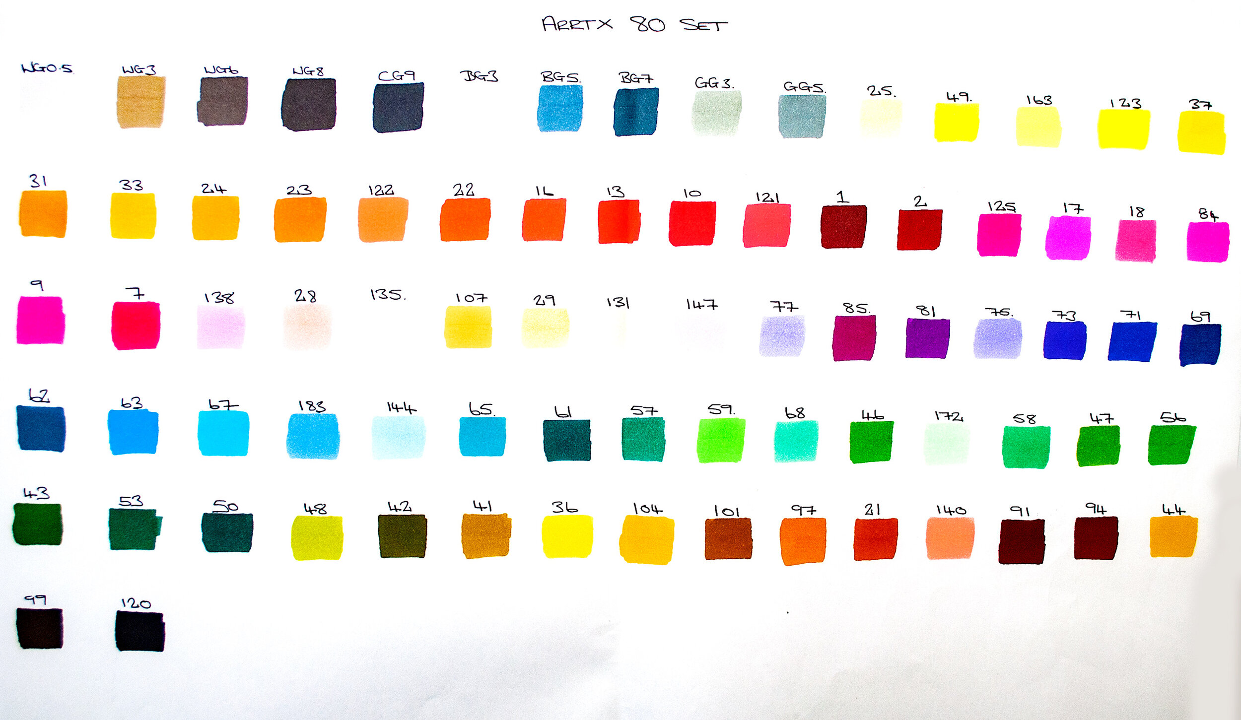 ARRTX ALCOHOL MARKERS SWATCHES AND COLOR COMBINATIONS FOR LIGHT