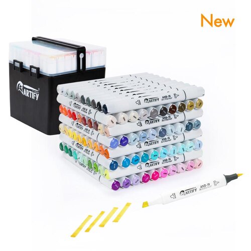 Artify Art Supplies Artify 24 Colors Skin Tone Markers Dual Tip Twin Marker  Set, Alcohol Based Art Marker Set with Black Carrying Case
