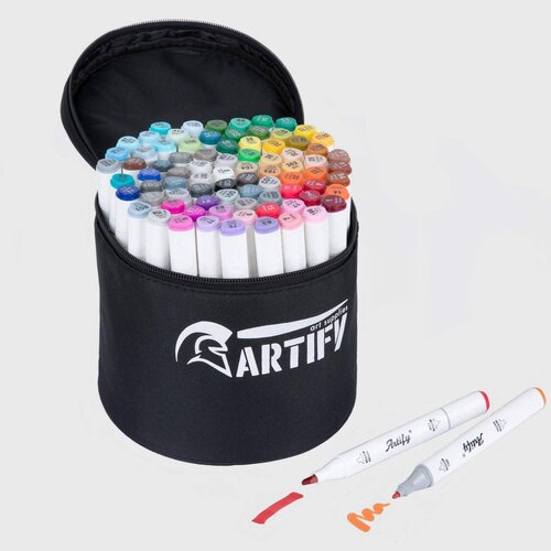 Artify Art Supplies Artify 24 Colors Skin Tone Markers Dual Tip Twin Marker  Set, Alcohol Based Art Marker Set with Black Carrying Case