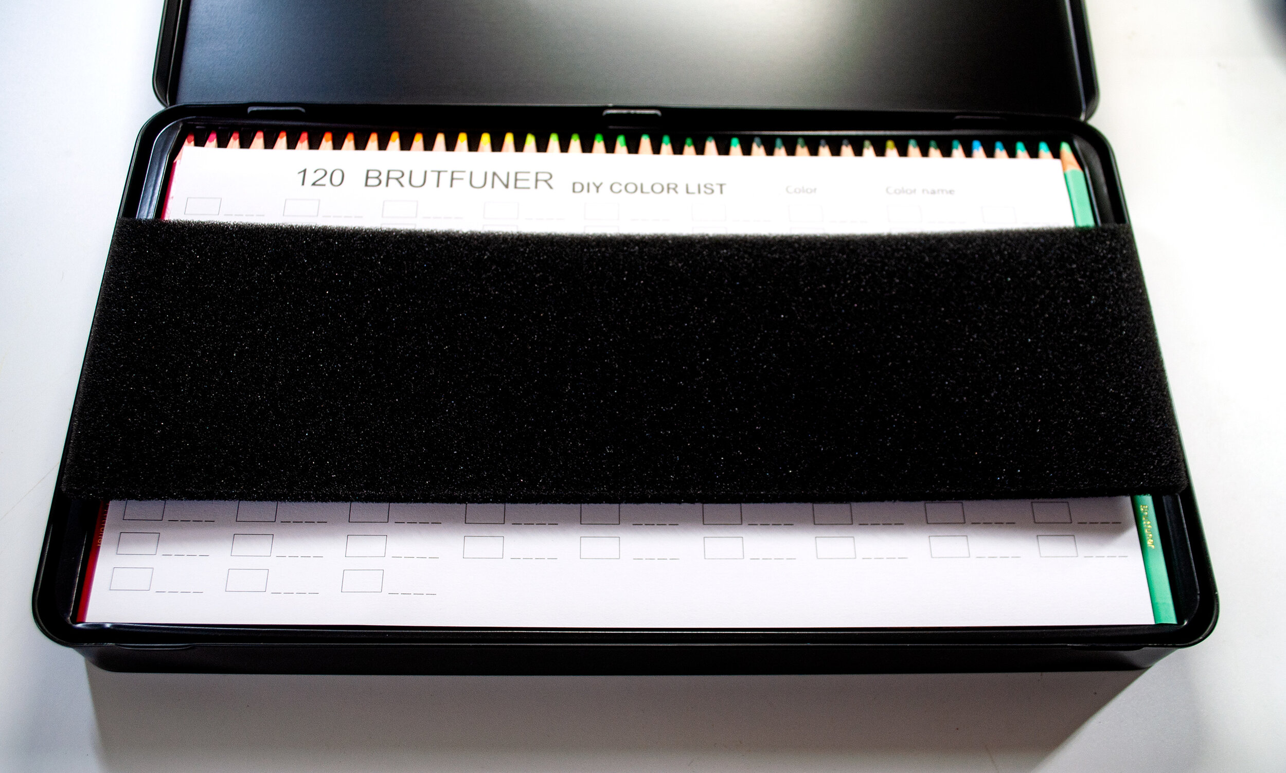 Swatch Form: Brutfuner Colored Pencils 180pc. Black Metal Case 