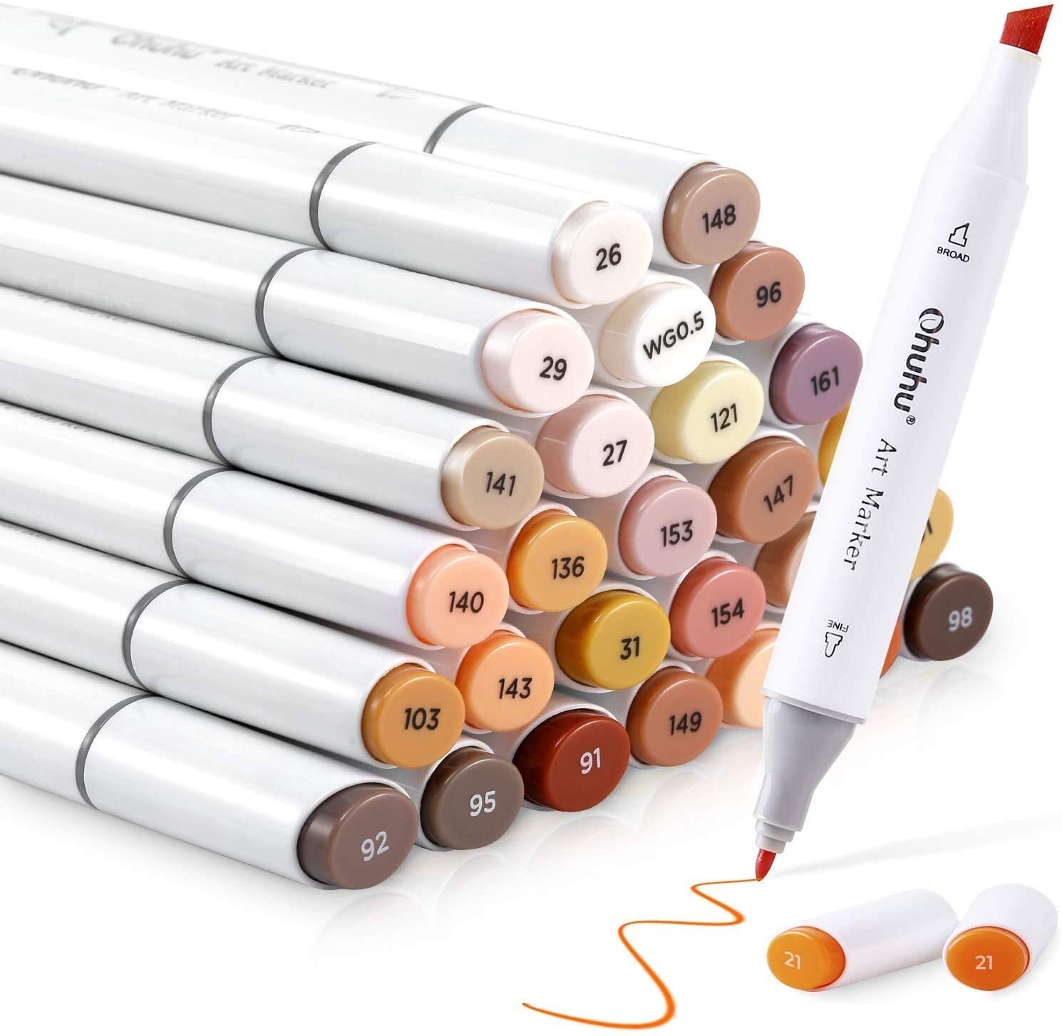 Ohuhu 36 Skin Tone Fine and Chisel Set