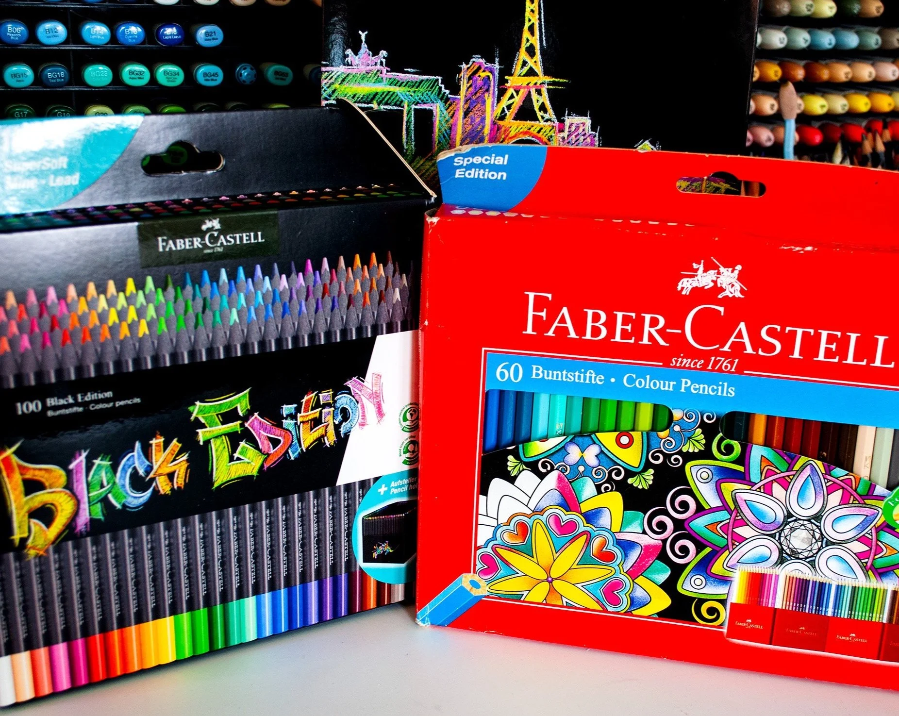 Faber Castell Black Edition Vs Faber Castell Classic Red Colored Pencils.