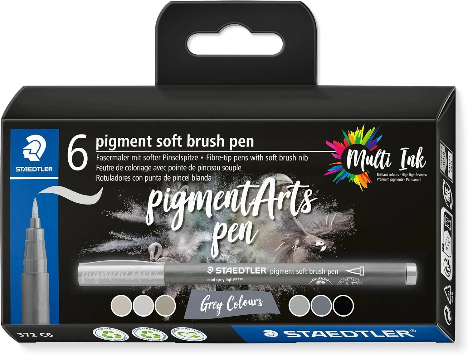 Grey Colors 6 Set of Staedtler Pigment Art Pens
