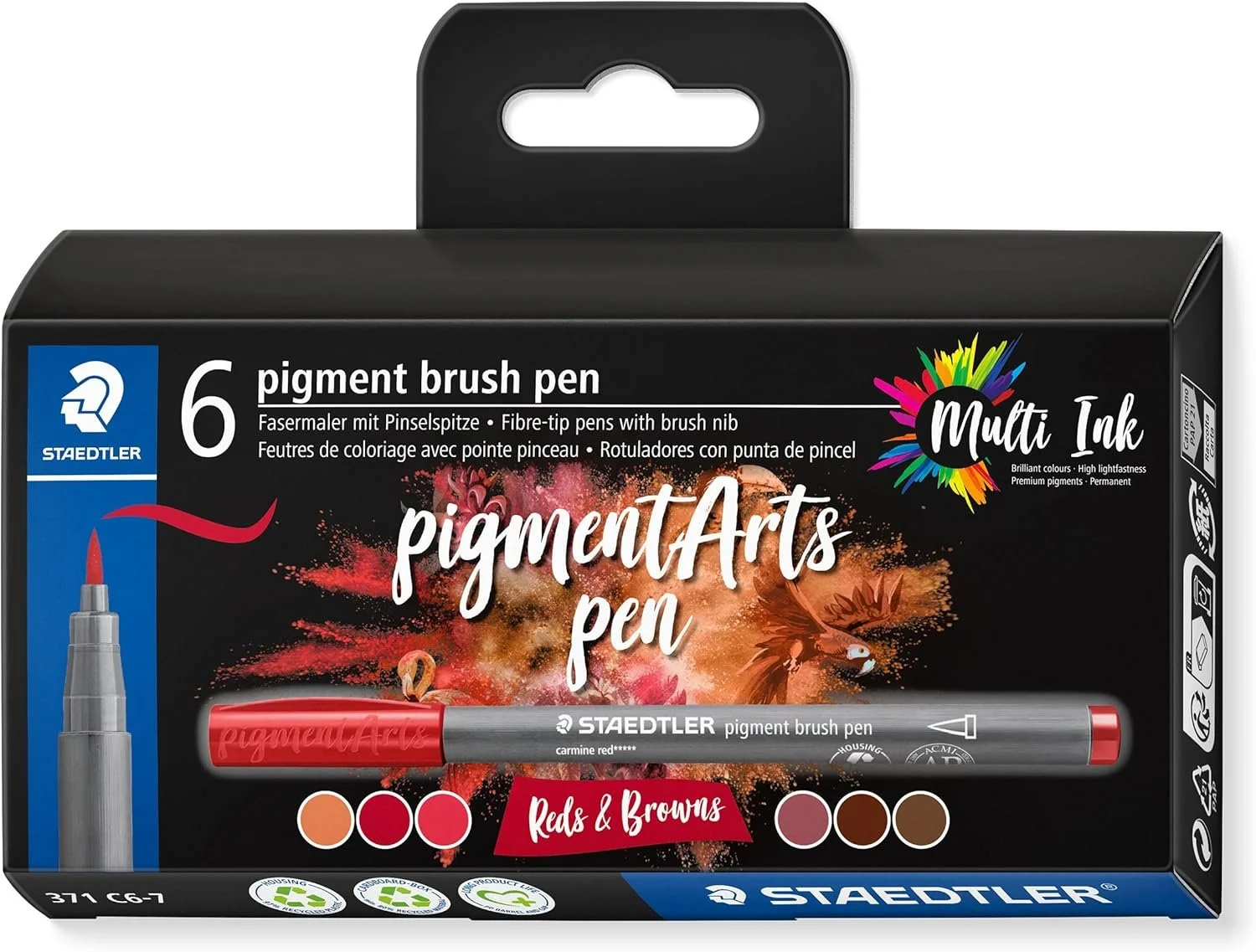 Reds and Browns 6 Set of Staedtler Pigment Art Pens