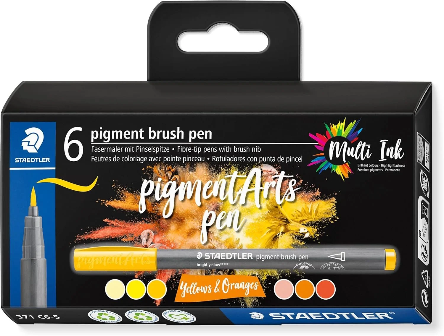 Yellows and Oranges 6 Set of Staedtler Pigment Art Pens