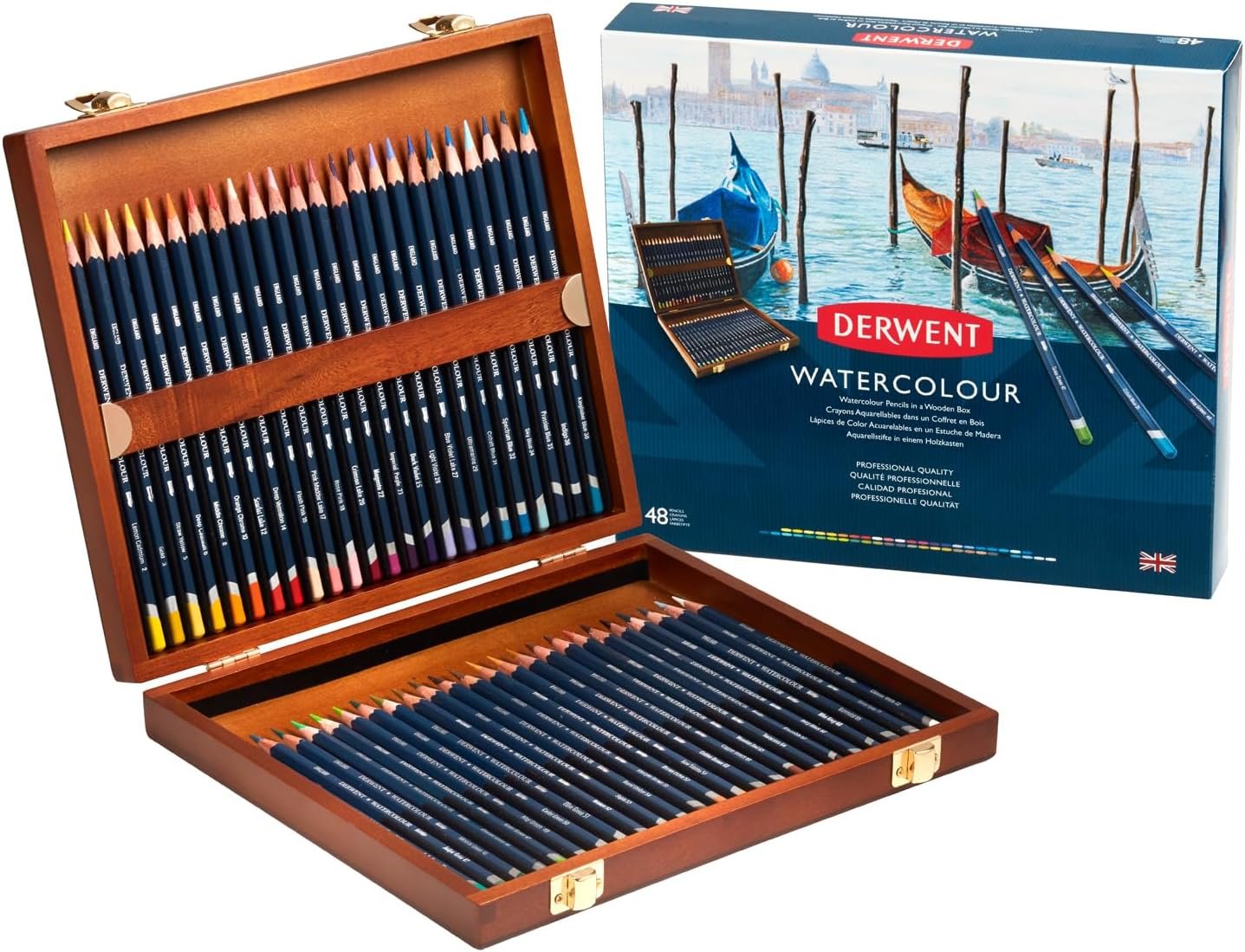 48 Wooden Box Set Derwent Watercolour Pencils