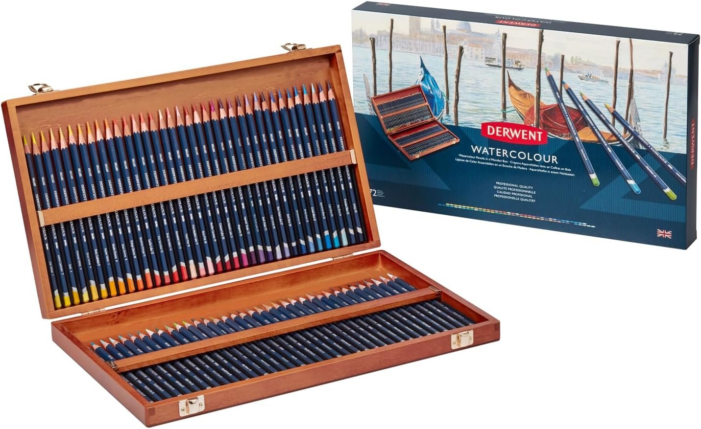 72 Wooden Box Set Derwent Watercolour Pencils