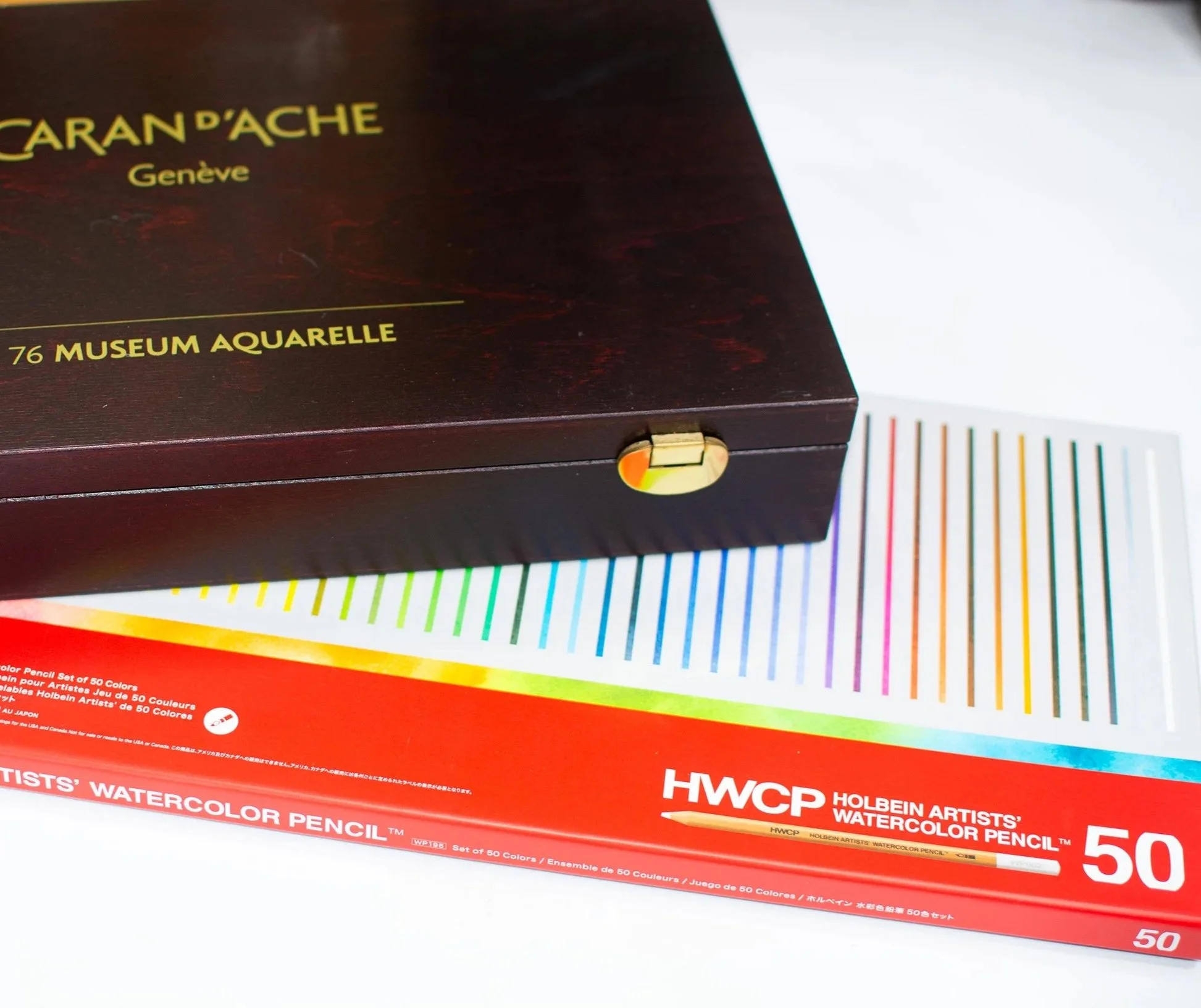 Caran d'Ache Museum Aqaurelle And Holbein Artist Watercolor Pencils Comparison 