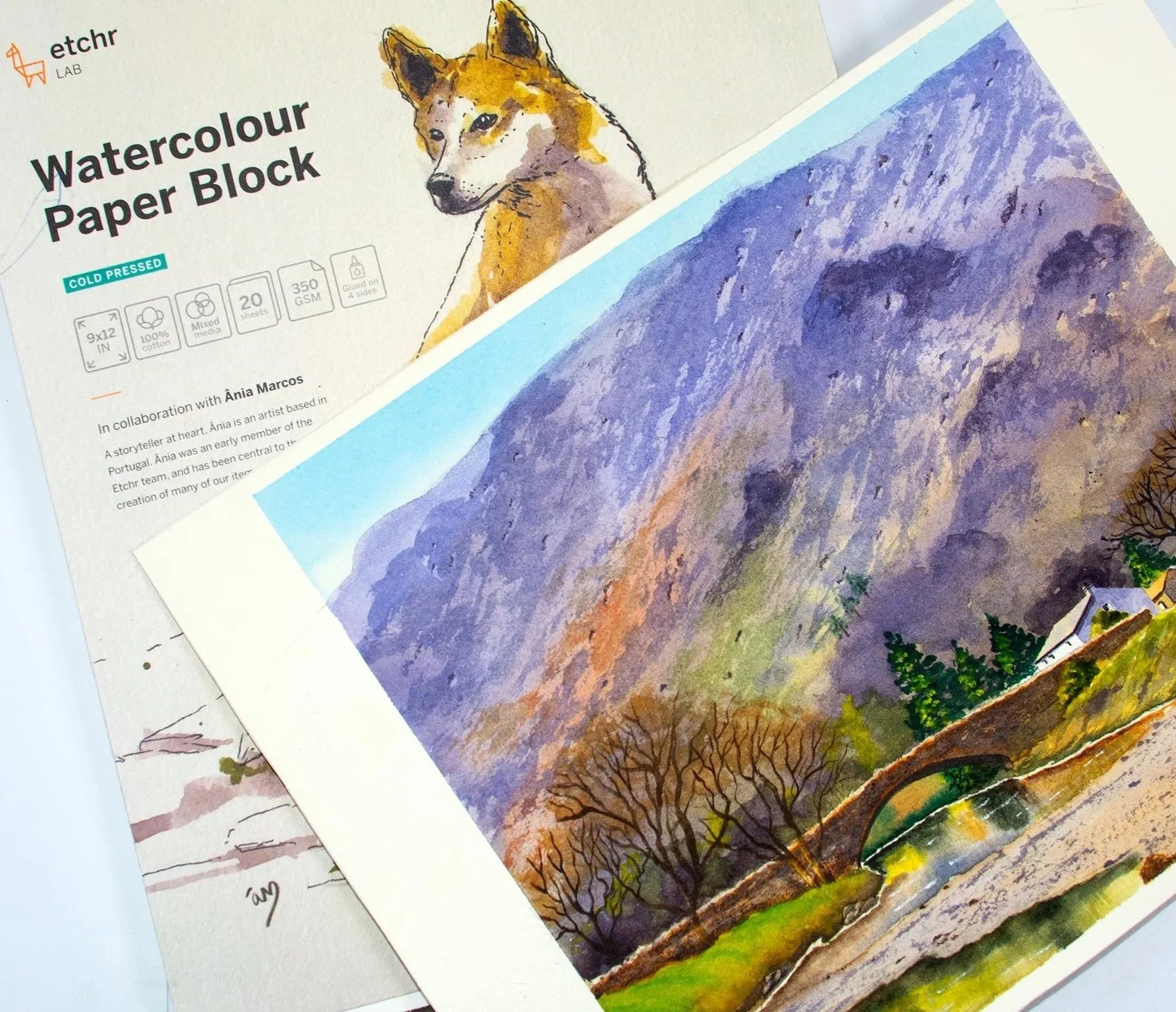 Etchr Watercolour Paper Block Grange Landscape Lake District 