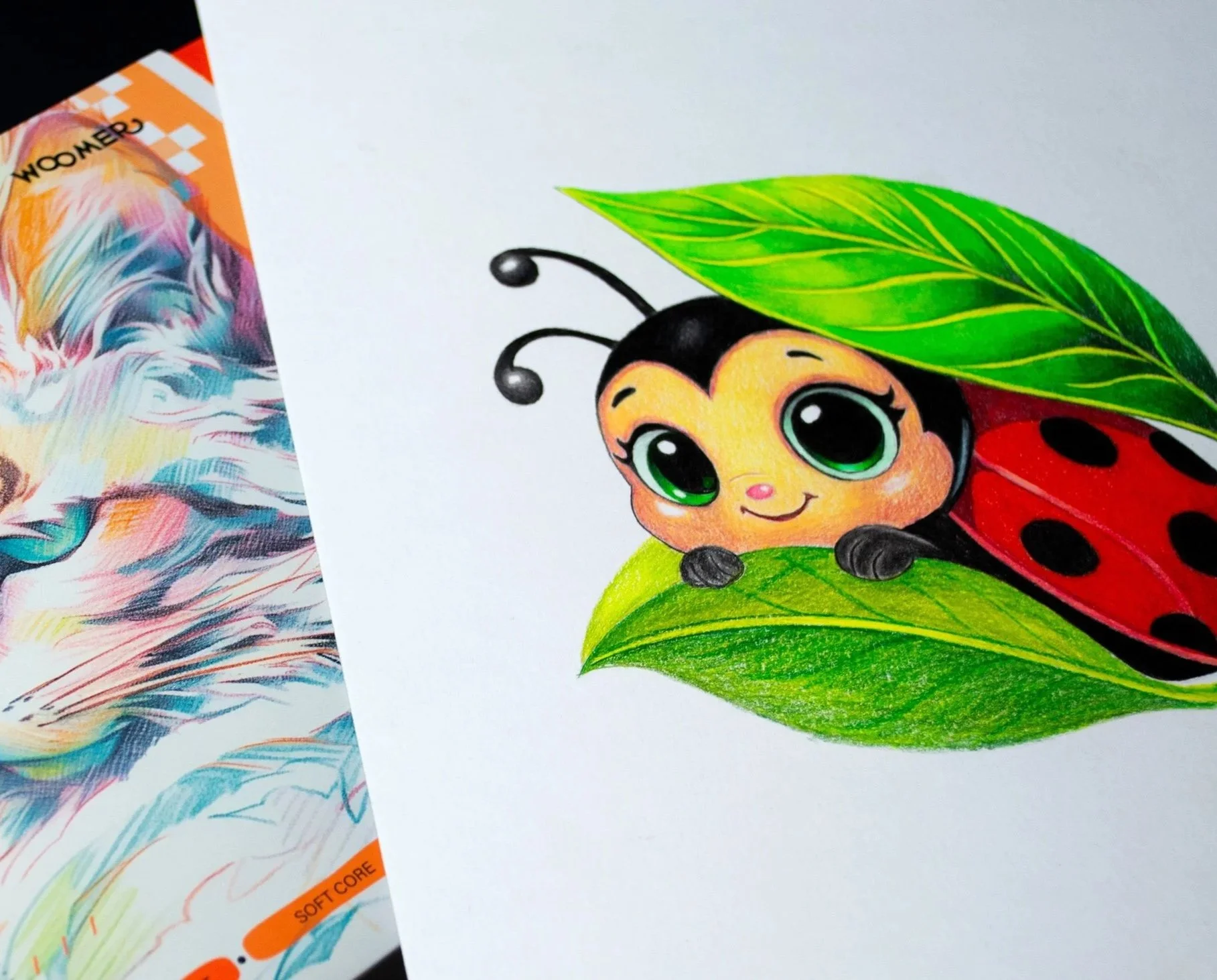Woomer Colored Pencil Artwork Demonstration Ladybug 