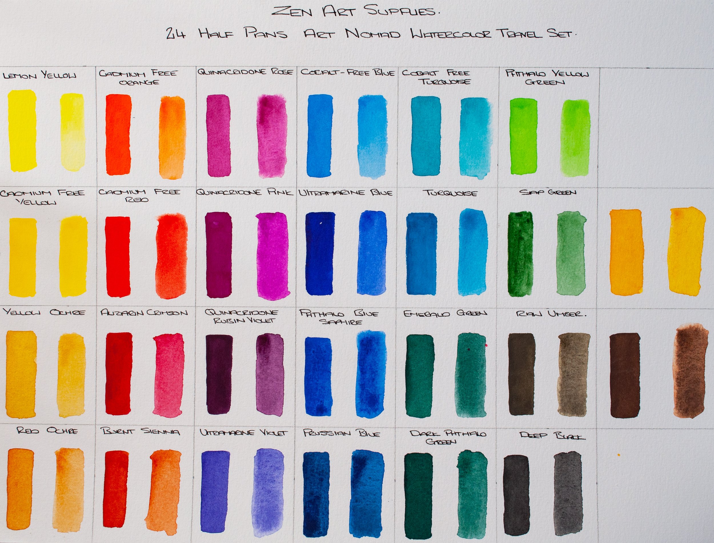 Travel Watercolor Paint Set 24 Cool Colors – ZenARTSupplies