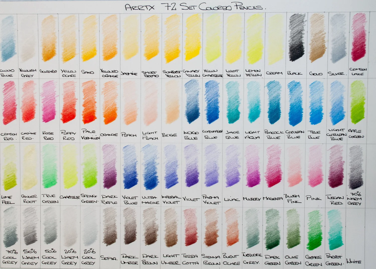 Arrtx 126 Set Of Colored Pencils A Visual Guide Of The Extra 54 Colors