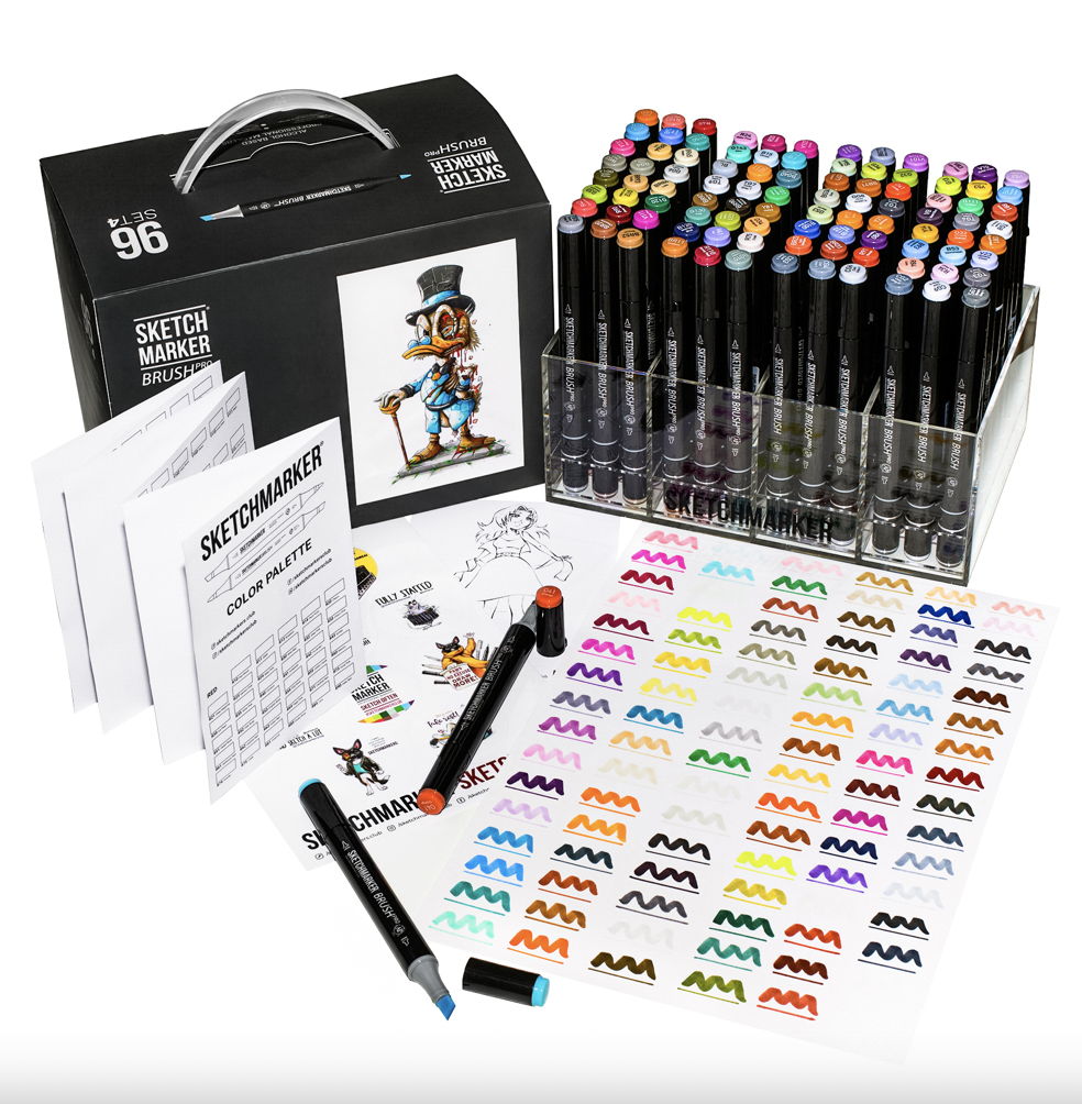  Ohuhu Alcohol Based Markers Set: 96-pack Double Tipped Art  Markers - Chisel & Fine Color Sketch Markers for Kids Artists Adult  Coloring Drawing Illustration - 2 x Colorless Blender 