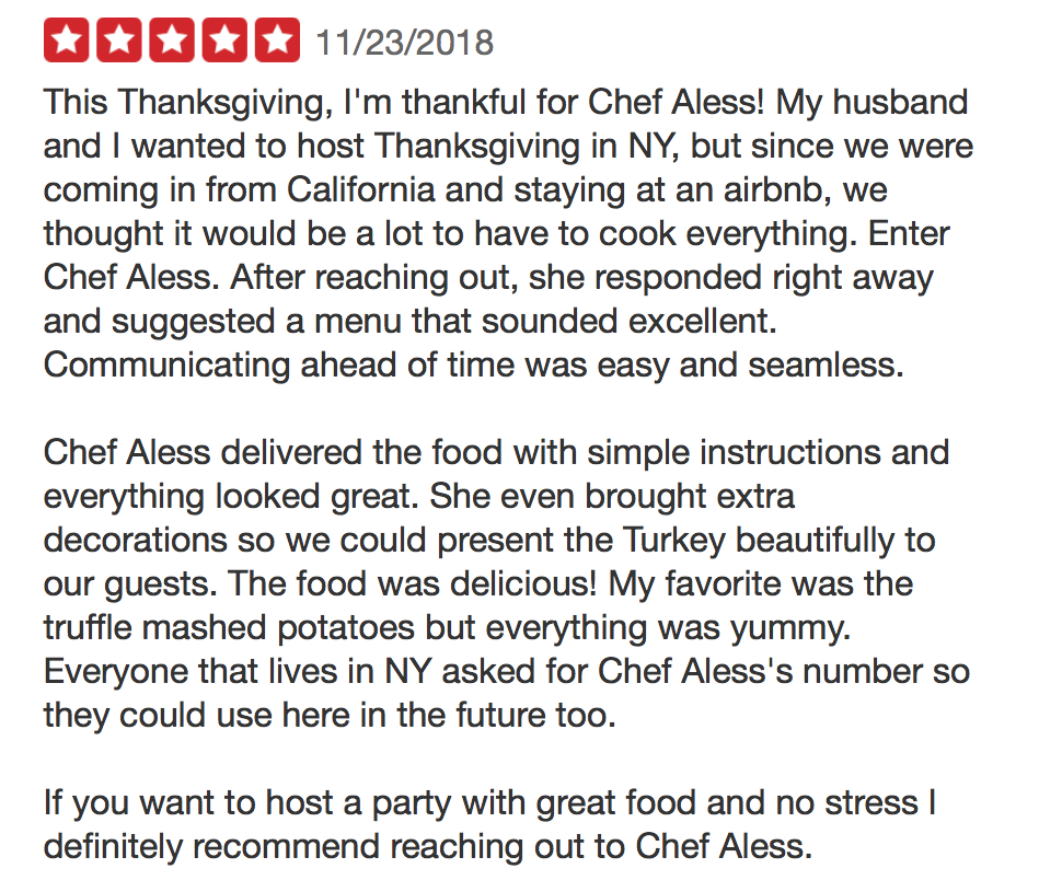 Reviews — Chef Aless