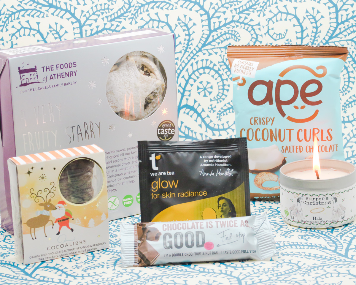 The Christmas box - mince pies, Christmas chocs, Christmas scented candles... 