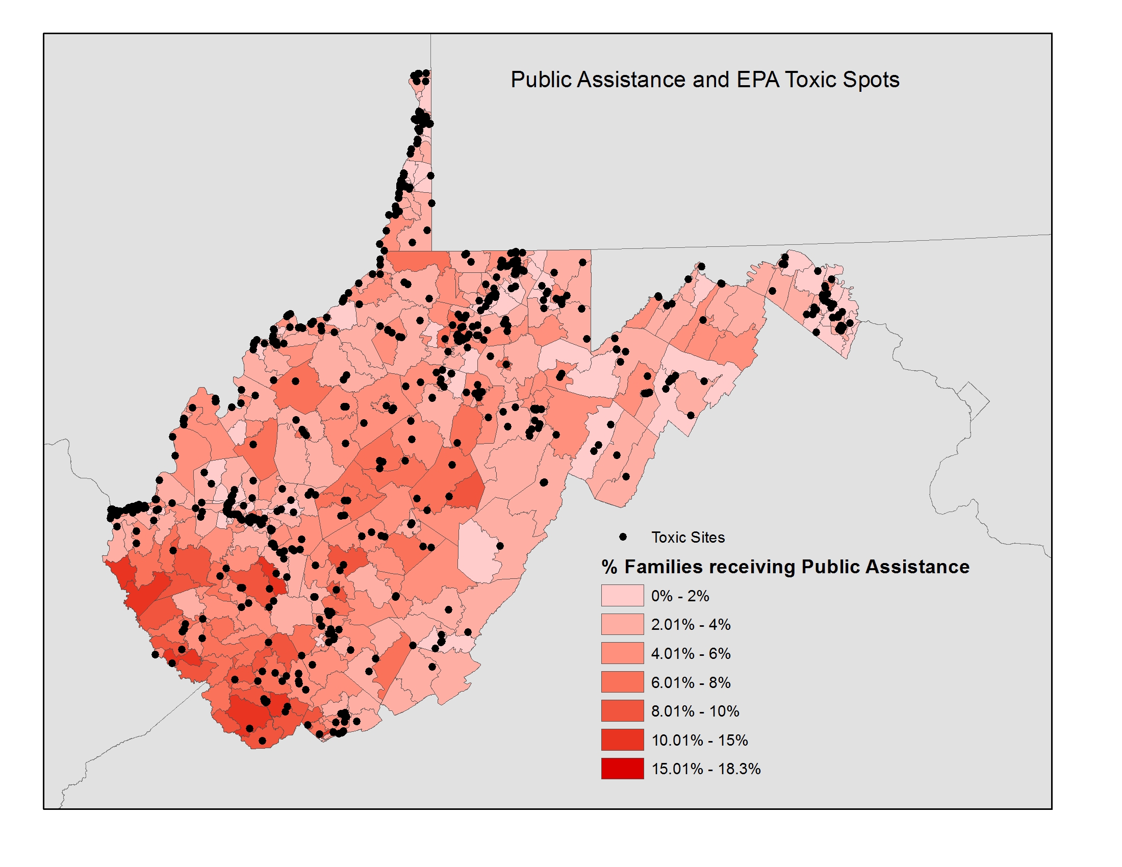West Virginia with EPA Toxic Sites
