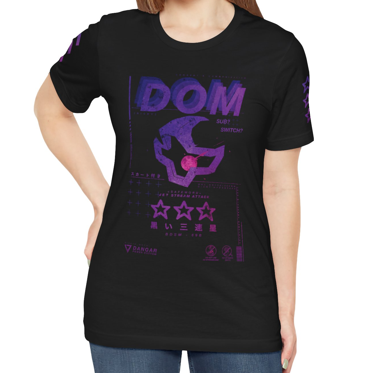 Dom Black Purple Typography Gundam shirt — Rideth_Mochi