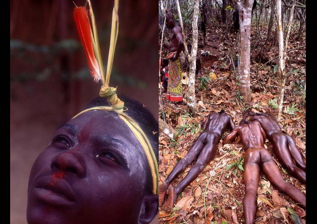 Participants in the Bwiti ceremony who have taken iboga, a hallucinogenic substance from the iboga tree.