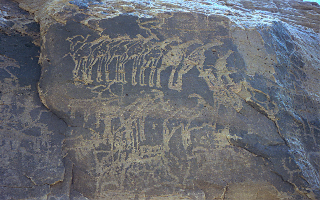 Prehistoric rock art at Tiguidit, Agadez Province, Niger.