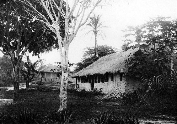 A Belgian river station on the Congo river, Belgian Congo.