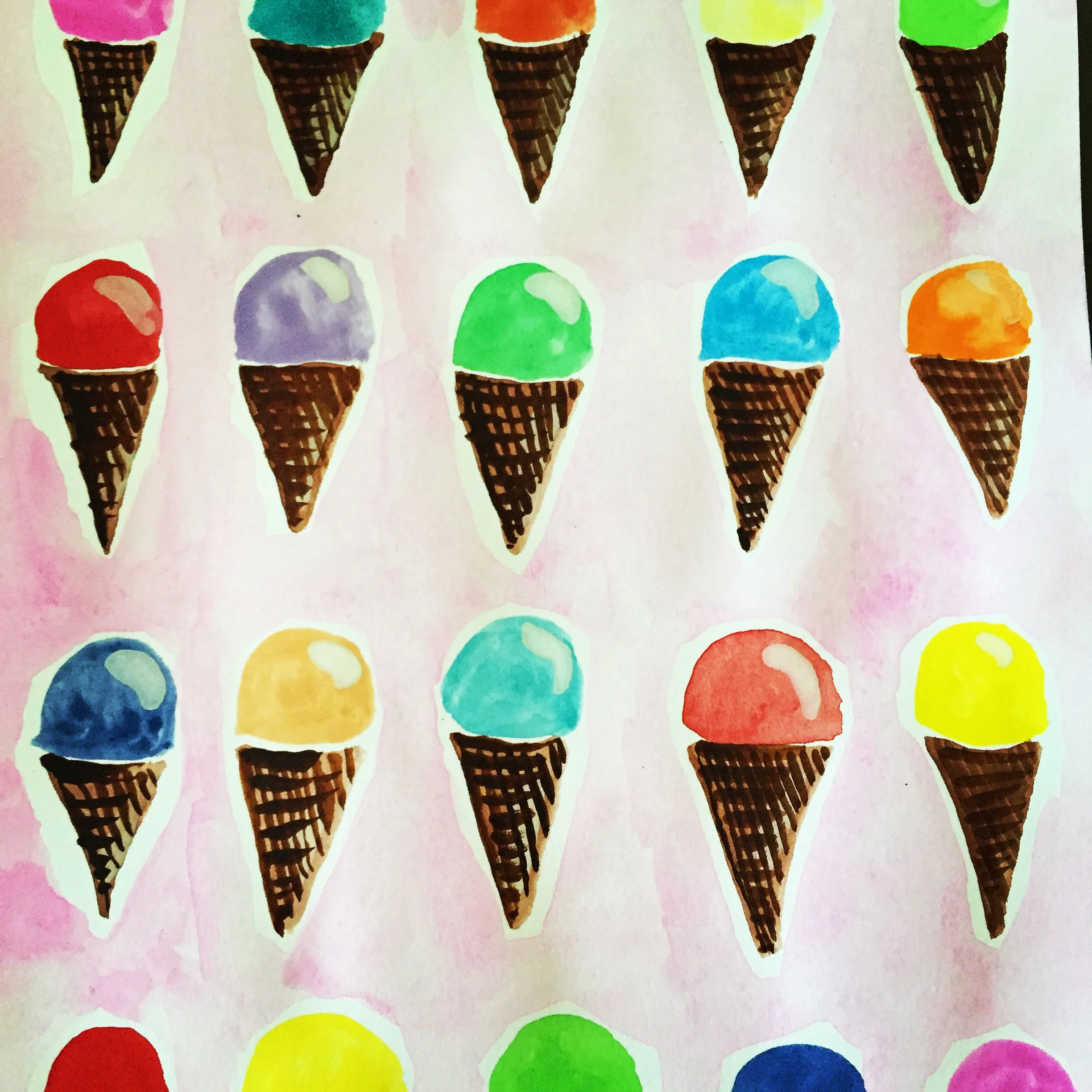 'choc waffle sorbet' watercolour pattern