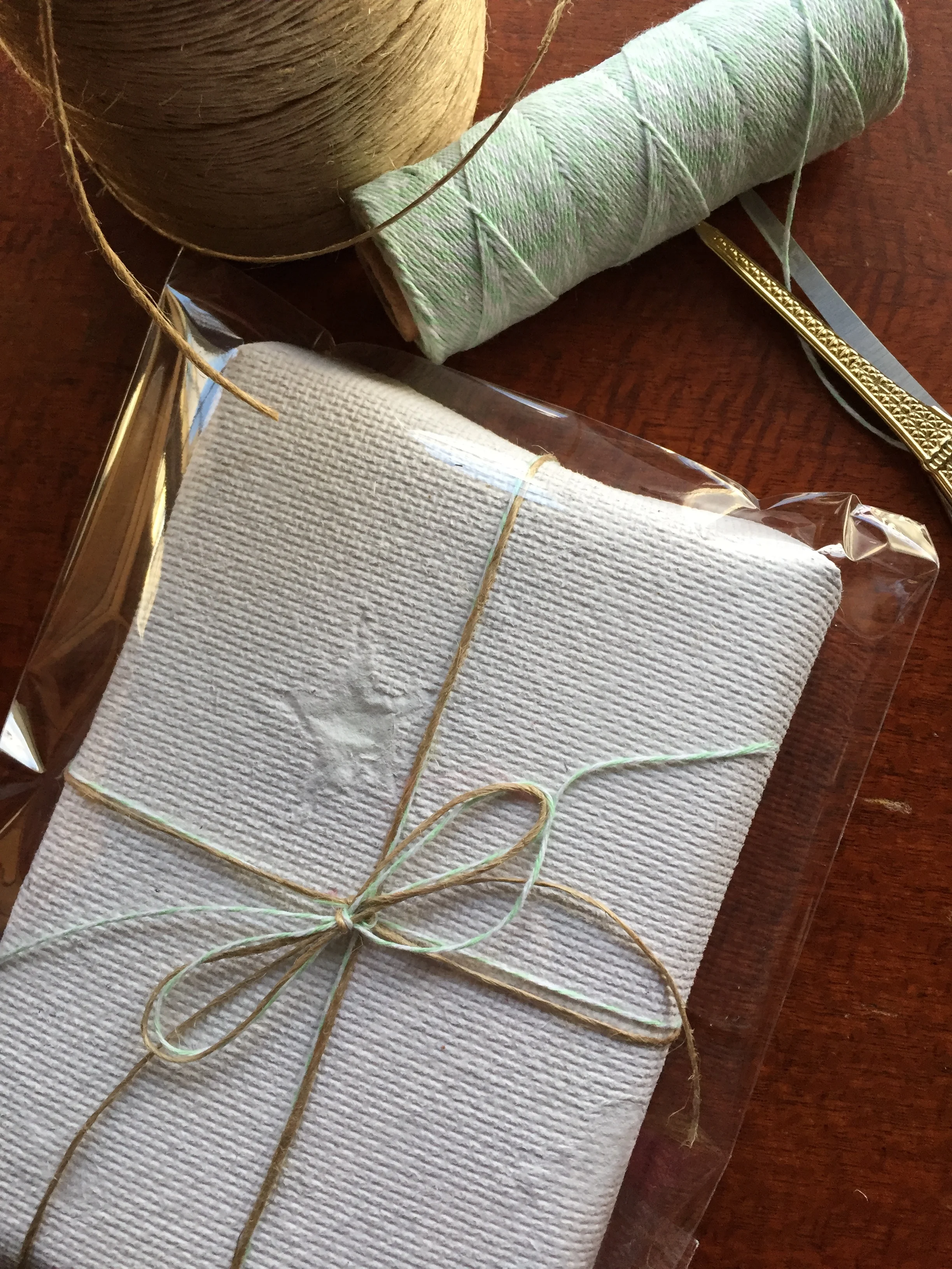 hand-stitched handmade paper gift card sets