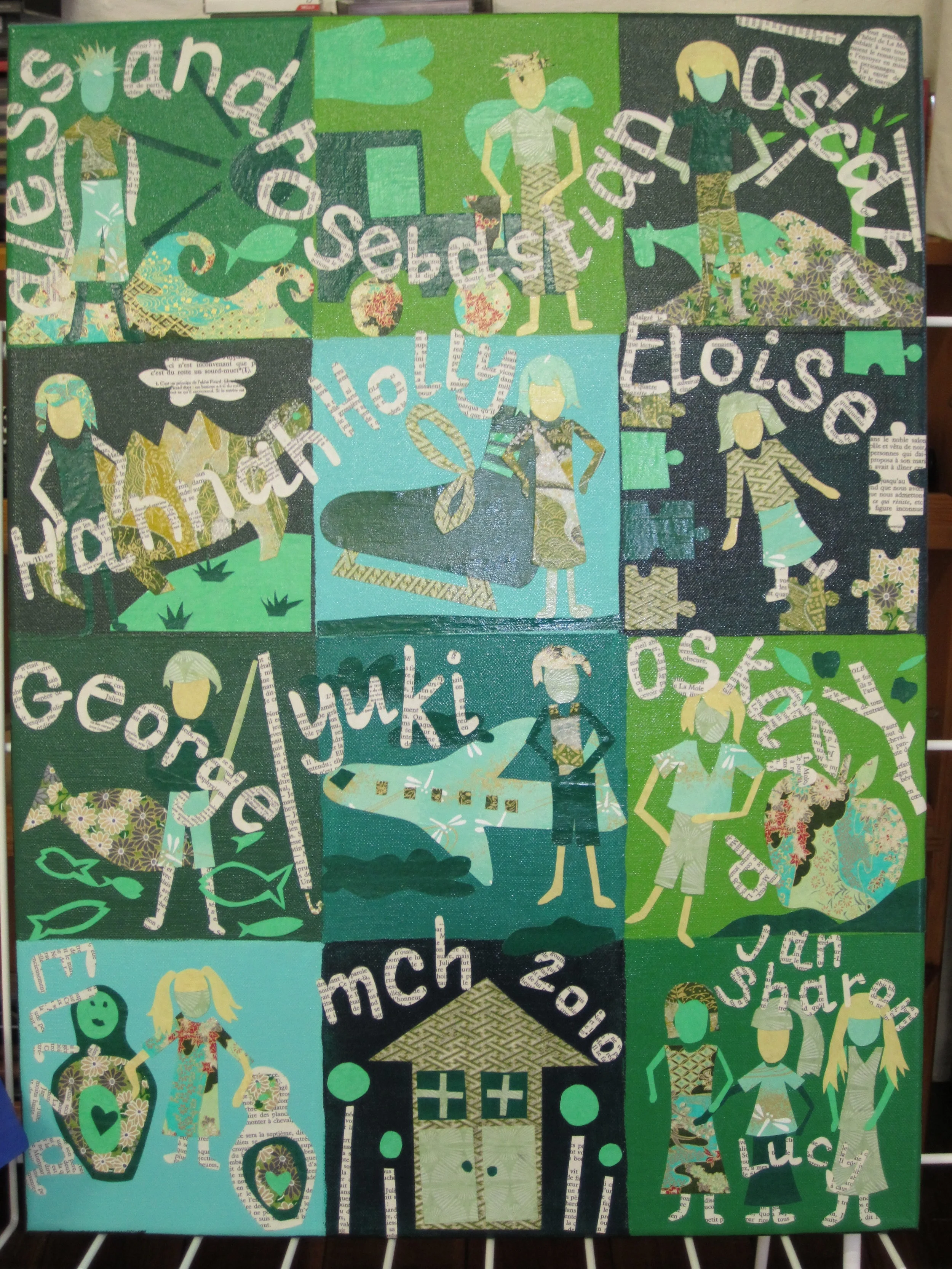 Cut-paper collage children's collaborative work: Montessori Children's House