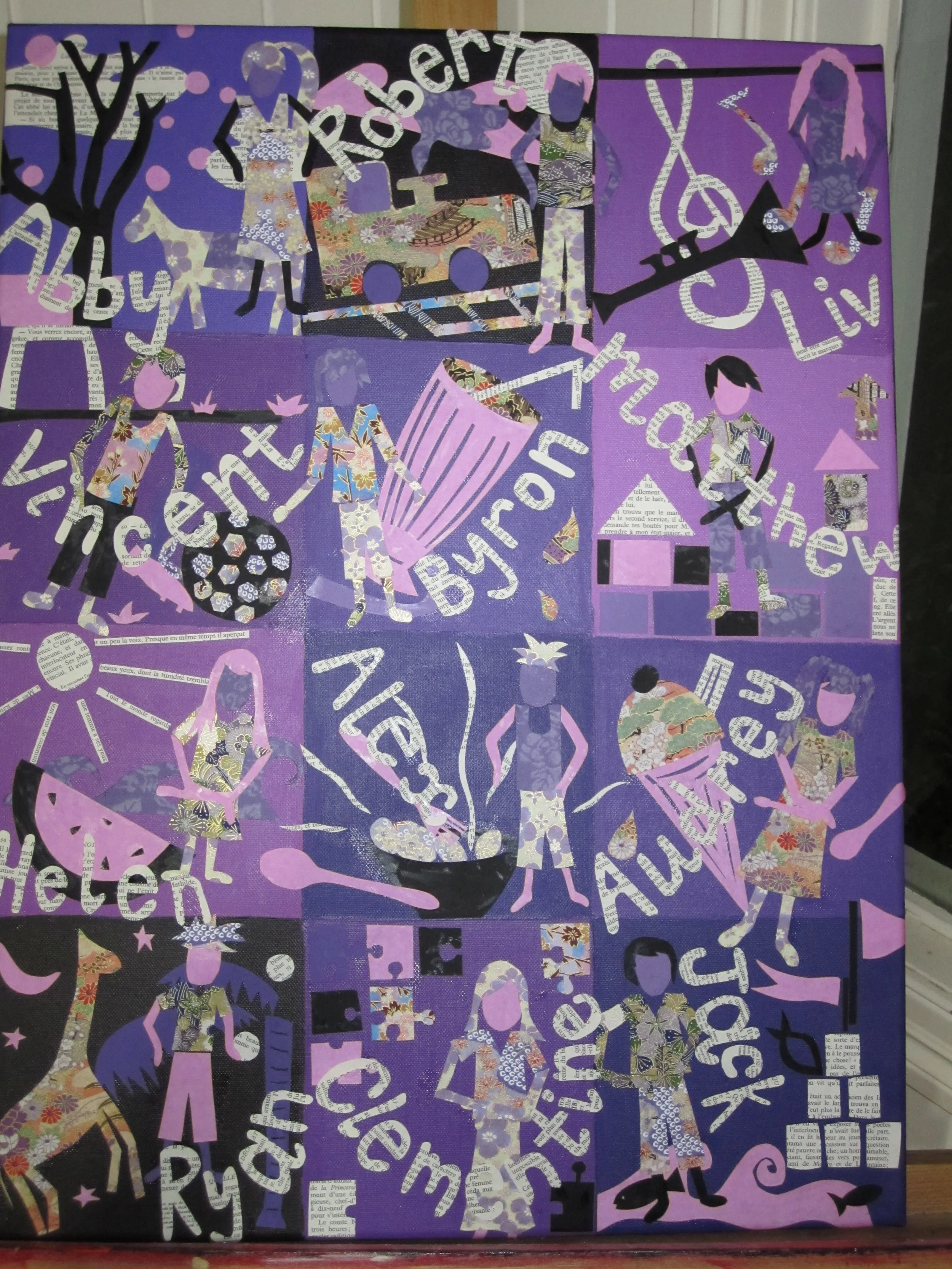 Cut-paper collage children's collaborative work: Montessori Children's House
