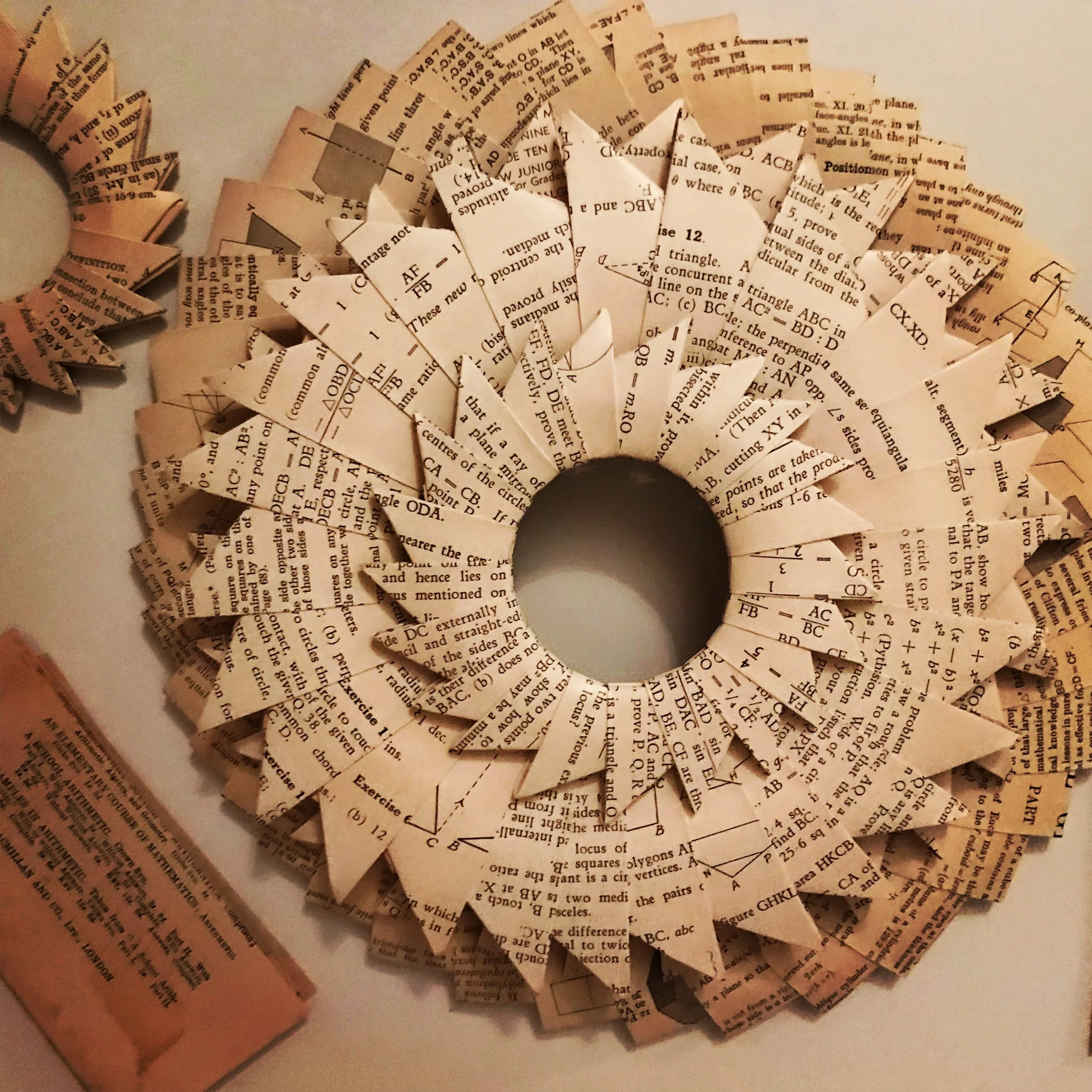 Stunning sepia Christmas wreaths from old maths texts 