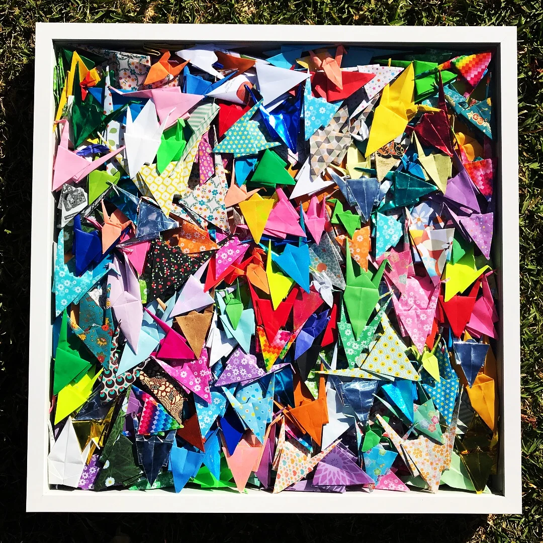 Residual Peace Cranes from 2014 Peace Crane Project Box Frames