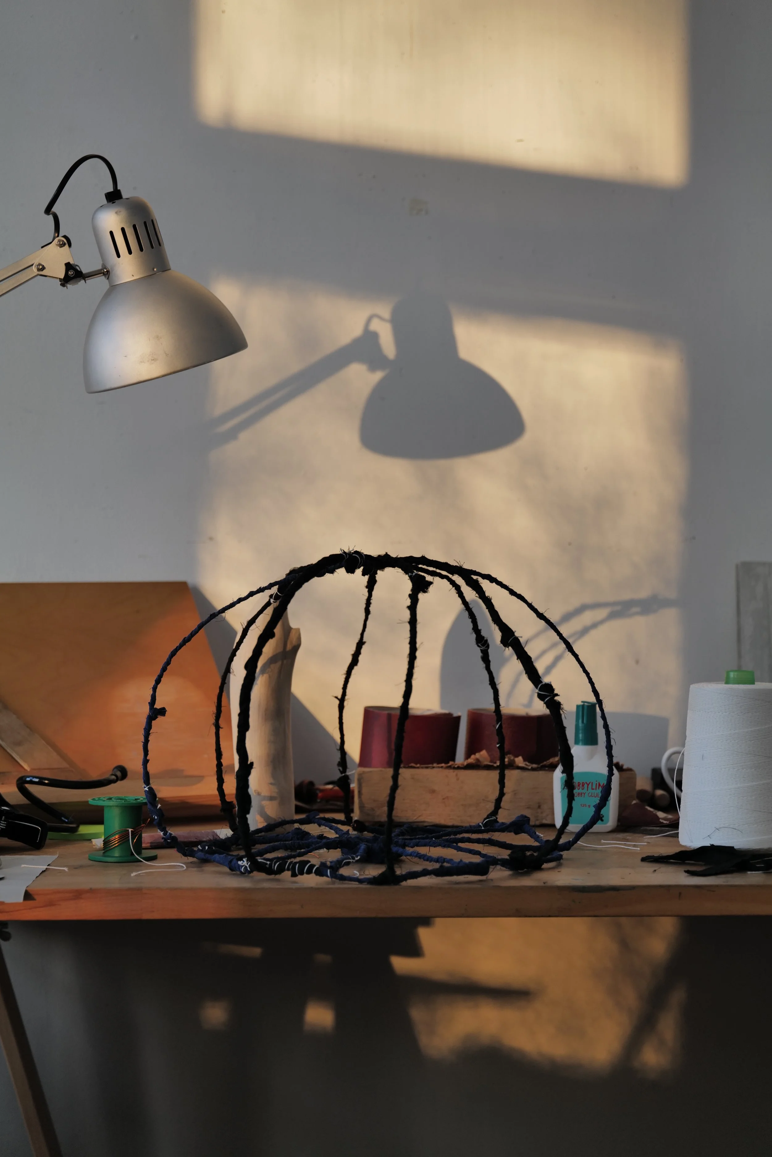 "Lintukoto and Linnunrata" (early stages of mixed media sculpture - lampshade) Arteles Finland